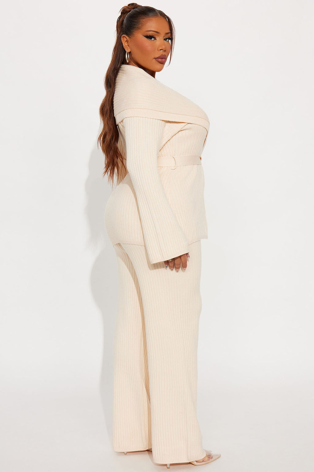 Emma Off Shoulder Sweater Pant Set - Cream 