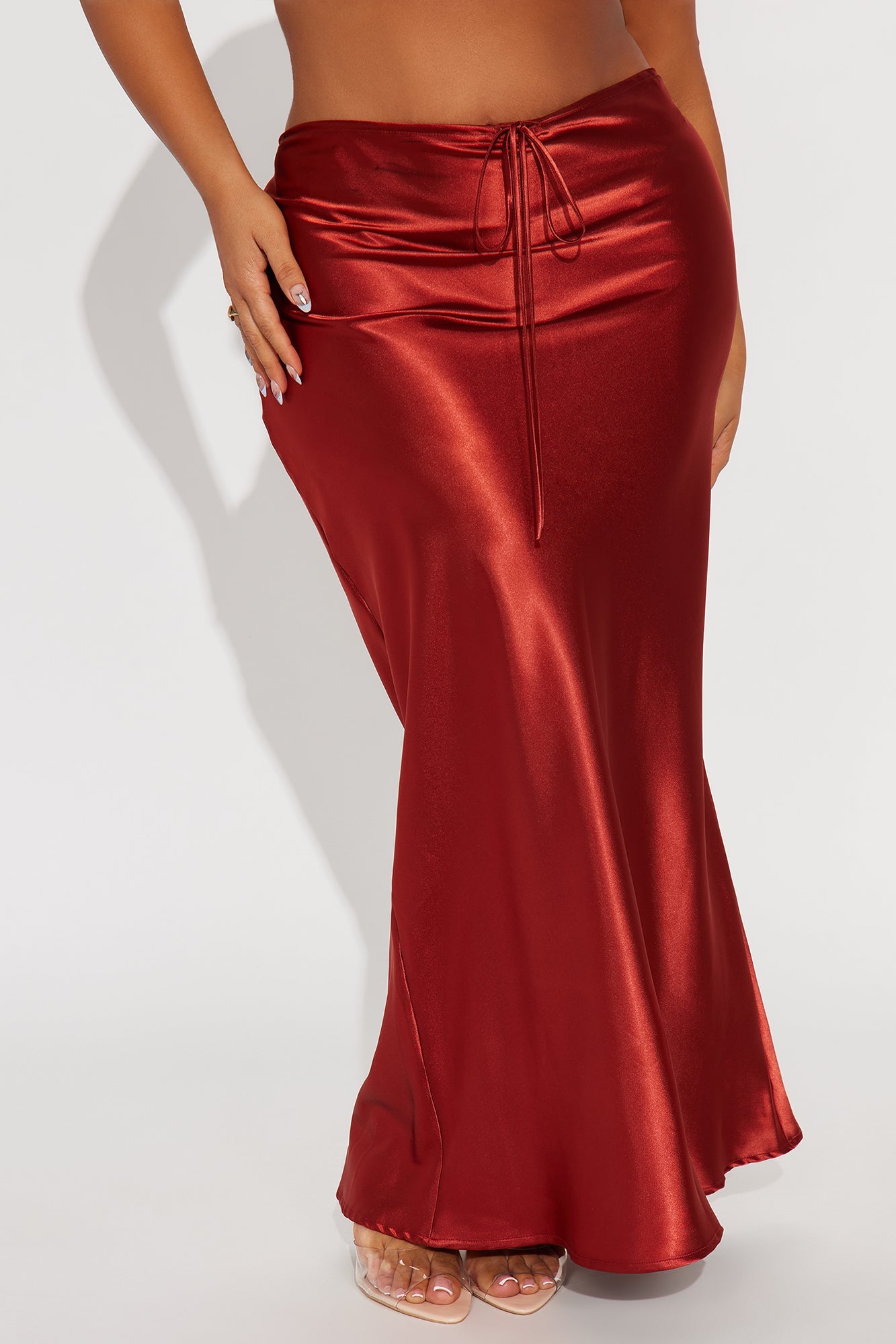 Sierra Tie Waist Satin Maxi Skirt - Copper