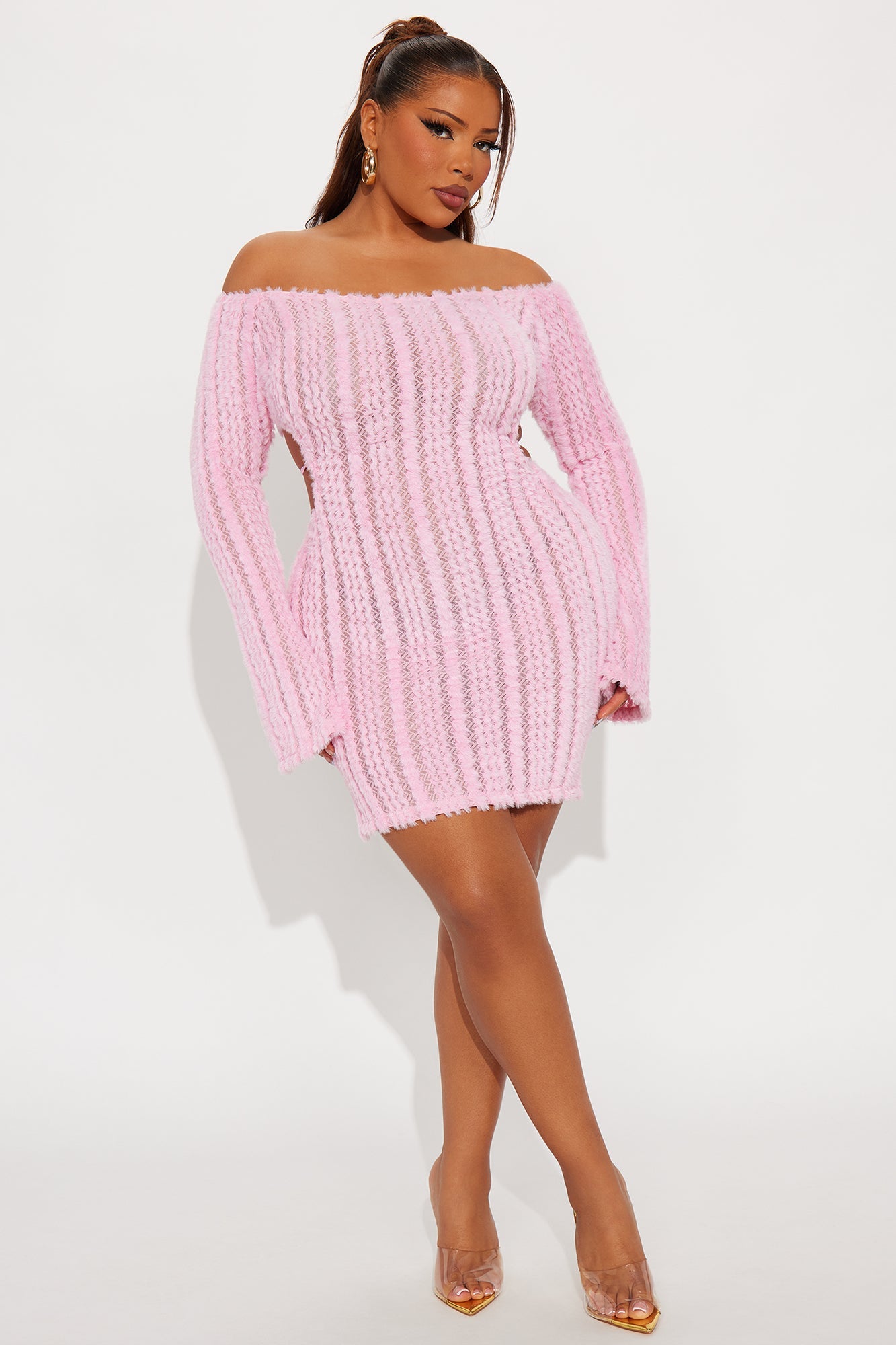Tall It's My World Sweater Micro Mini Dress - Pink