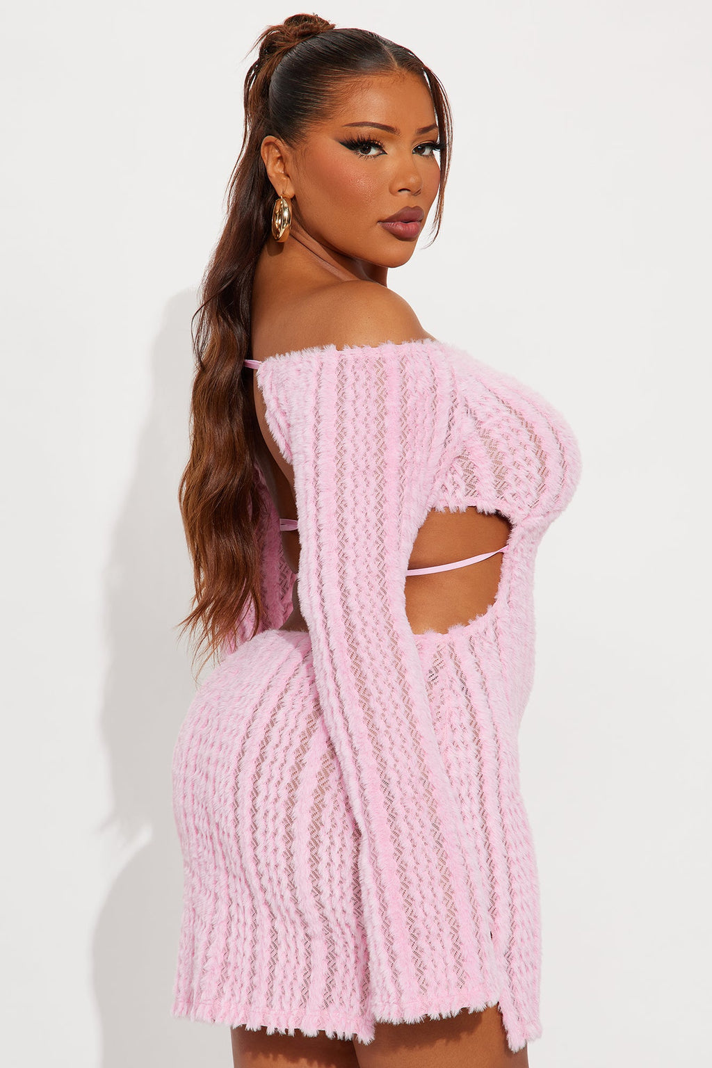 Tall It's My World Sweater Micro Mini Dress - Pink