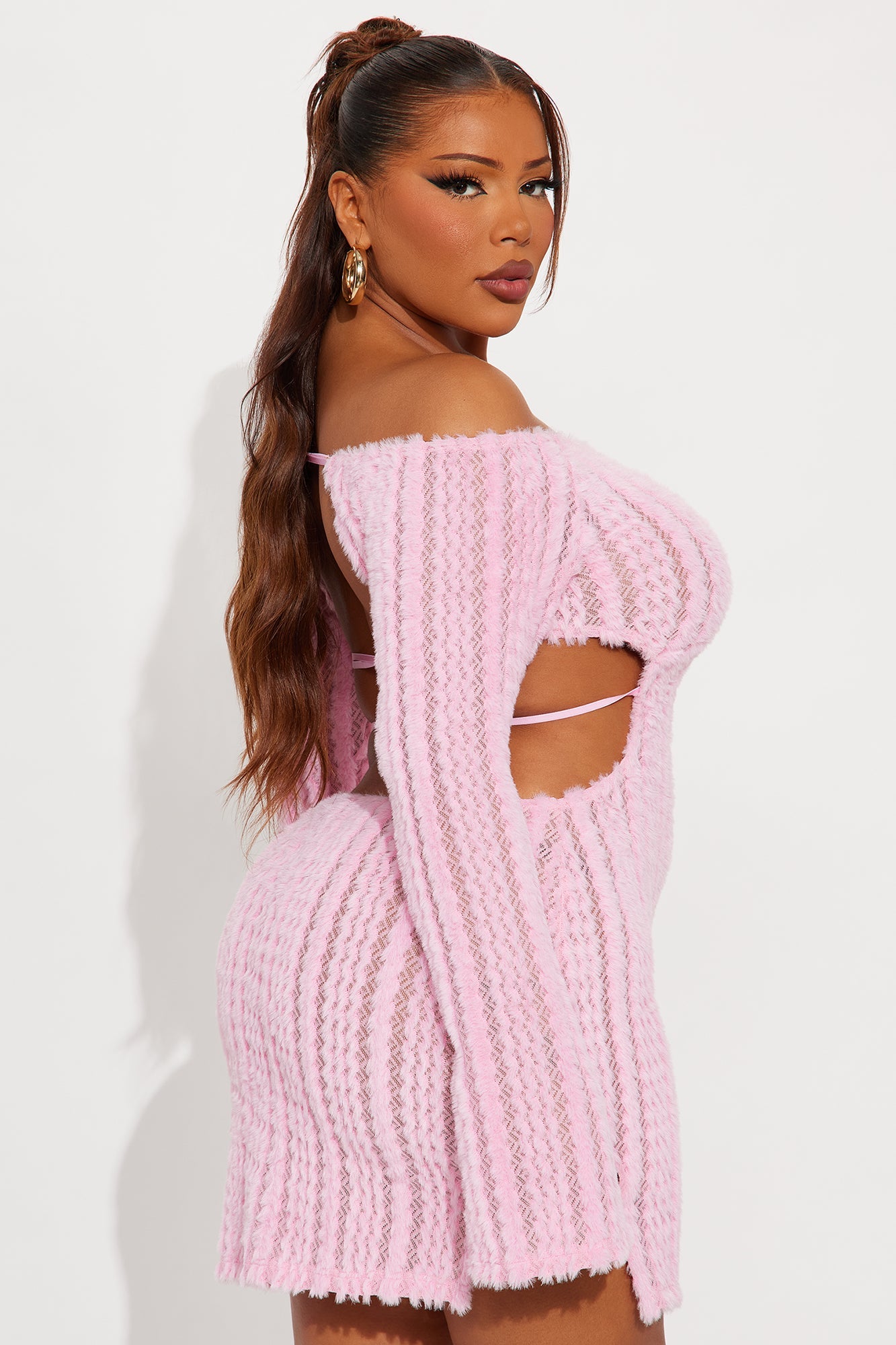 Tall It's My World Sweater Micro Mini Dress - Pink