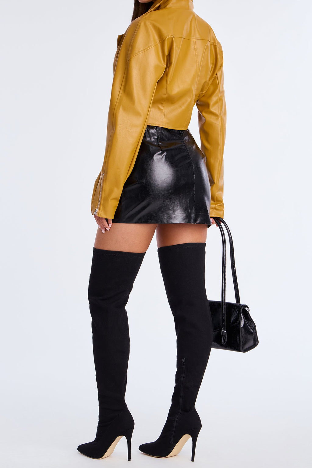 Don't Get It Twisted Faux Leather Micro Mini Skirt - Black 