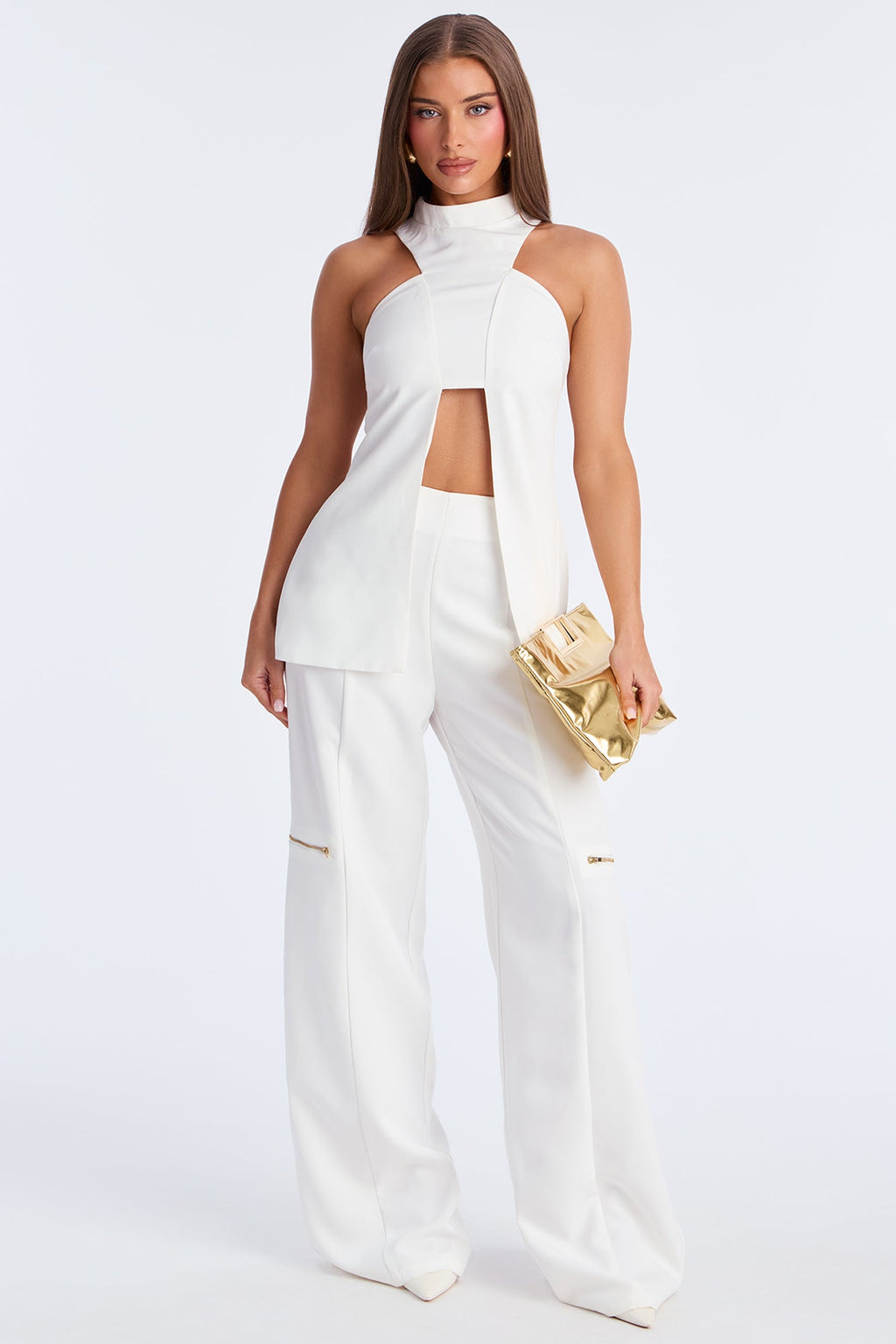 Divine Standard Halter Pant Set - White 