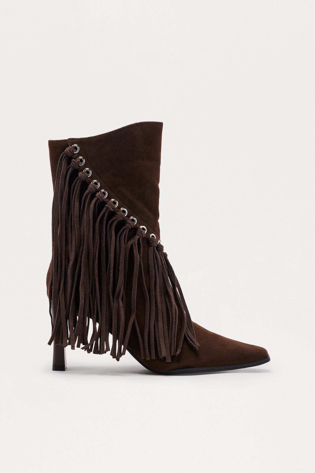 Dolly Fringe Booties - Chocolate
