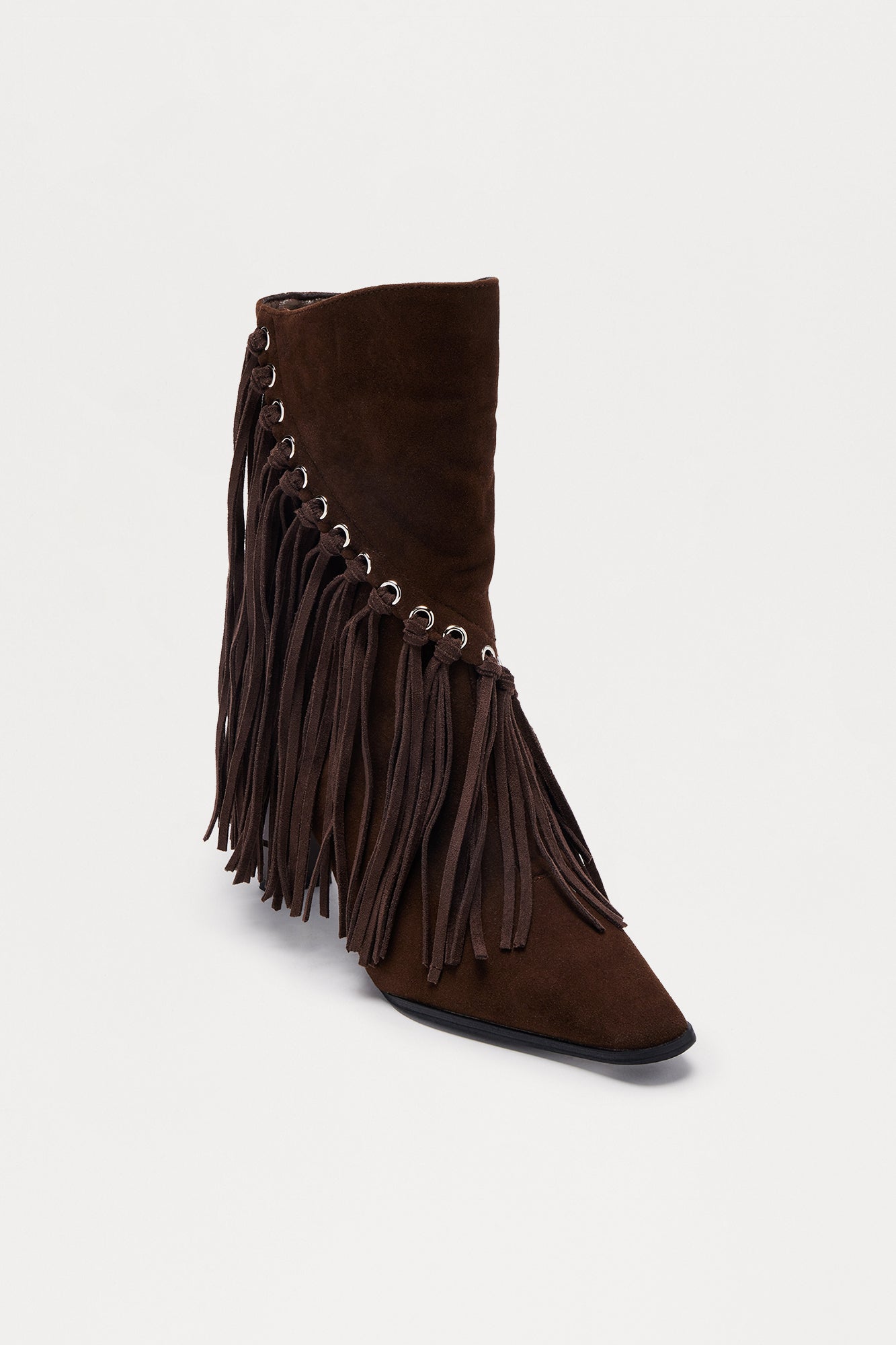 Dolly Fringe Booties - Chocolate