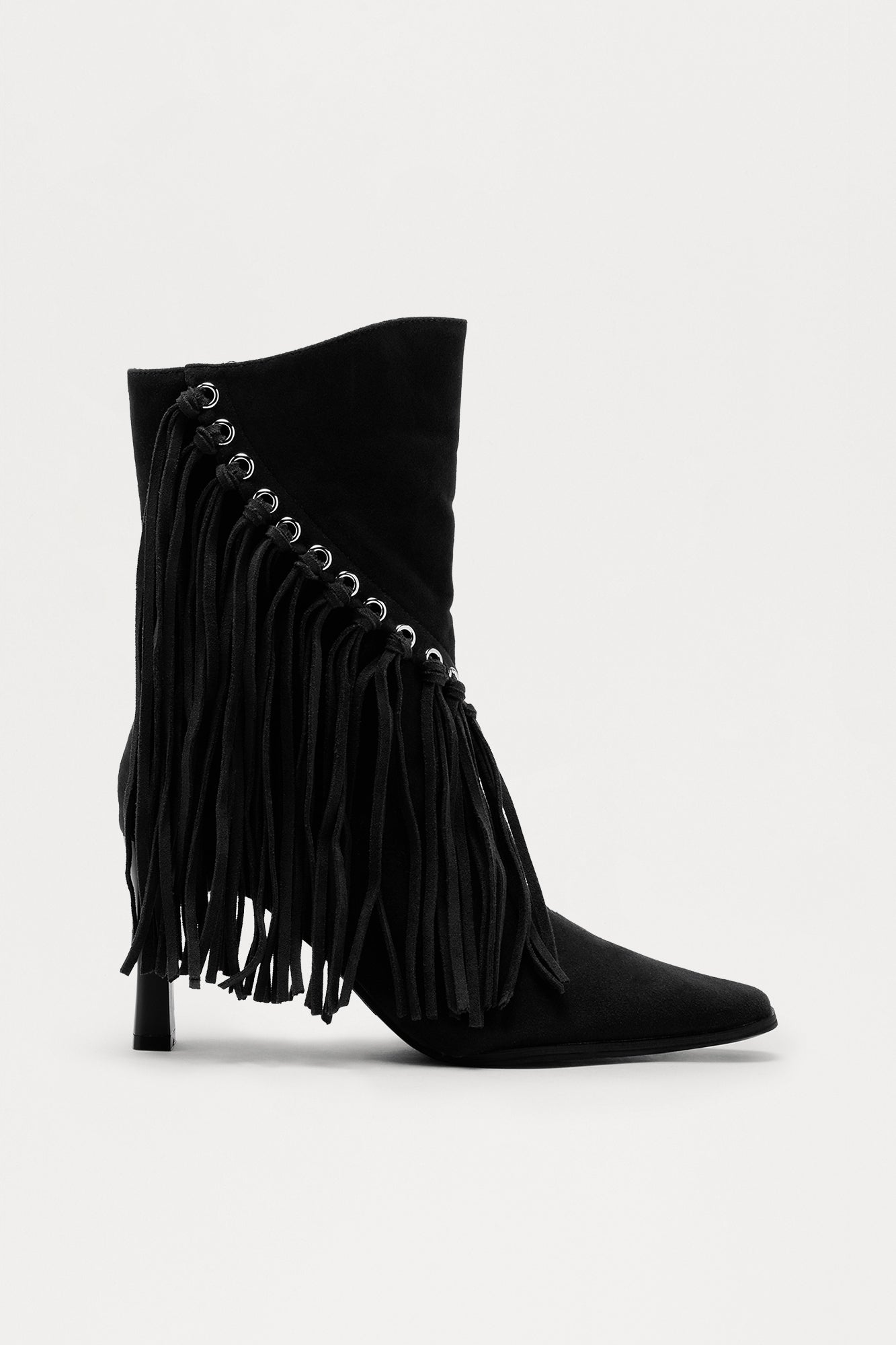 Dolly Fringe Booties - Black