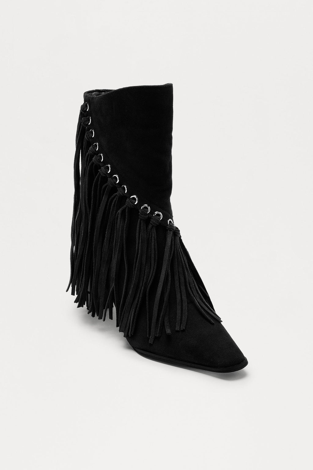 Dolly Fringe Booties - Black