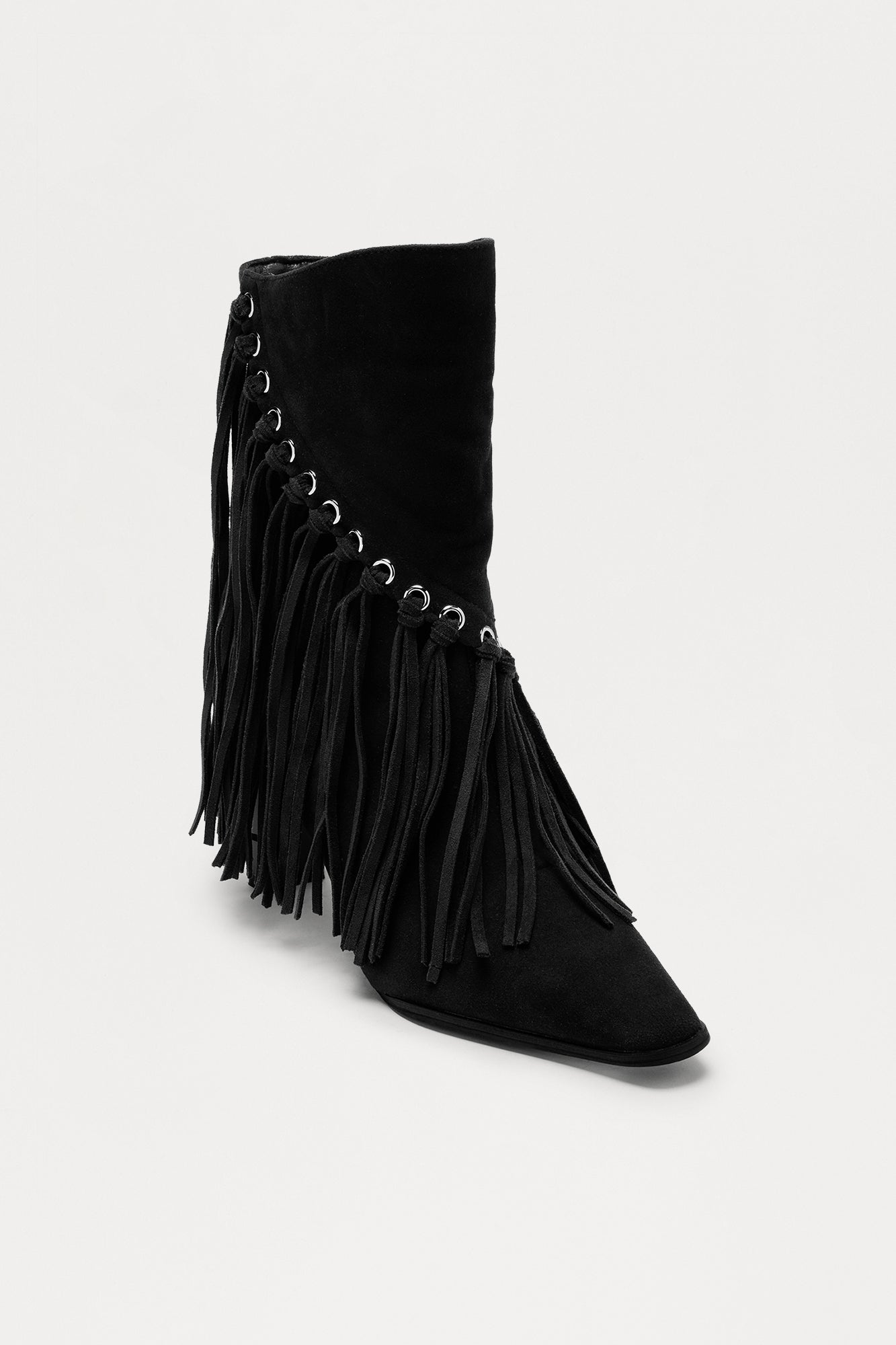 Dolly Fringe Booties - Black