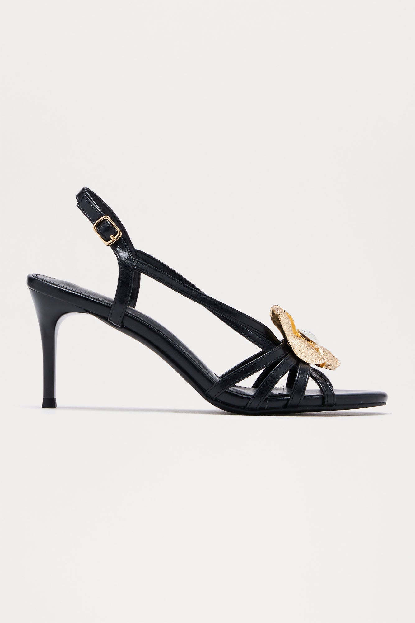 Vila Flower Slingback Heels - Black