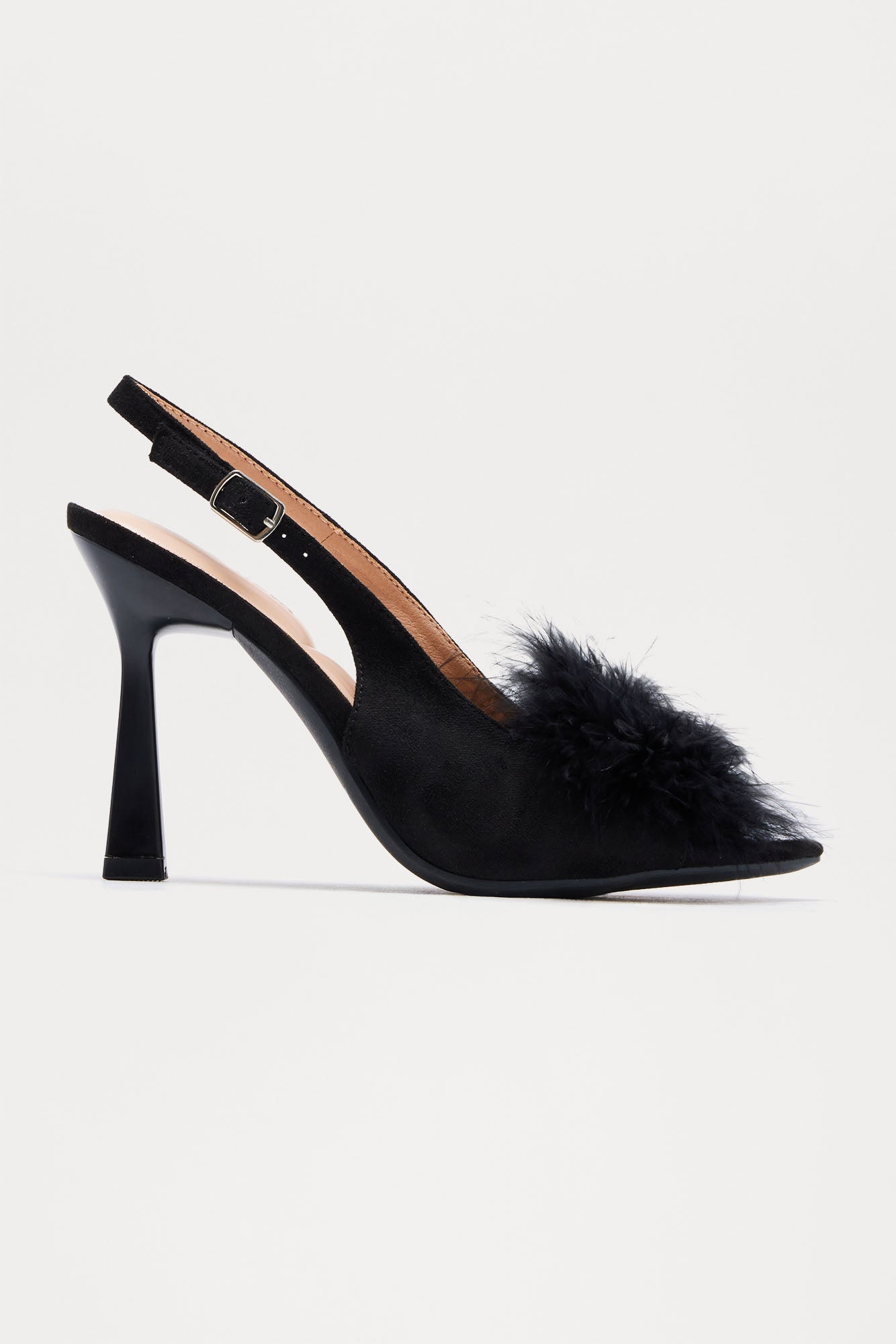 Isha Faux Fur Slingback Pumps - Black