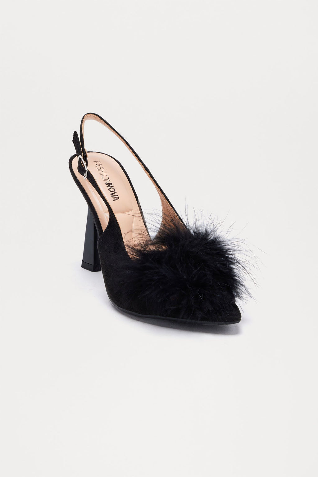 Isha Faux Fur Slingback Pumps - Black