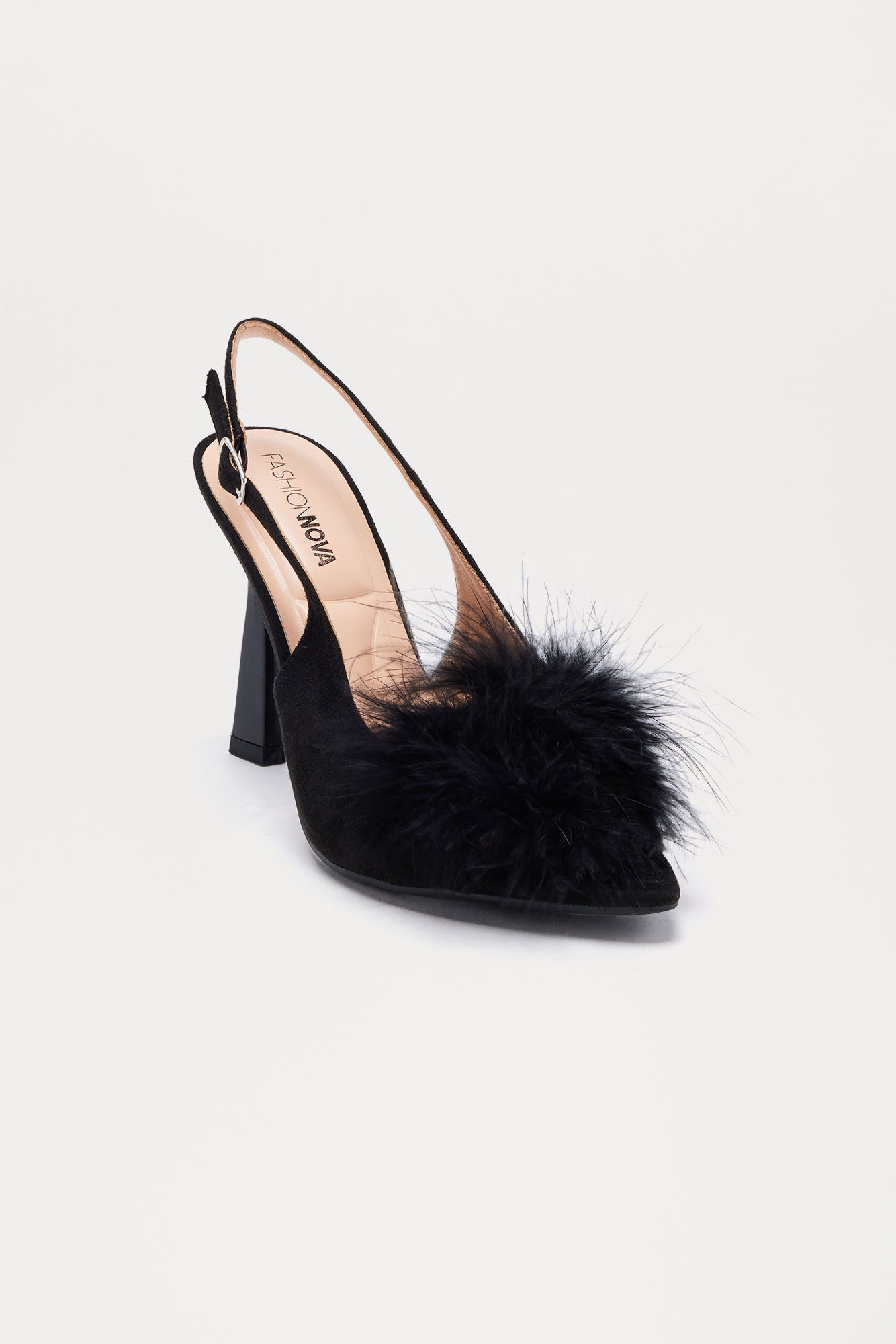 Isha Faux Fur Slingback Pumps - Black