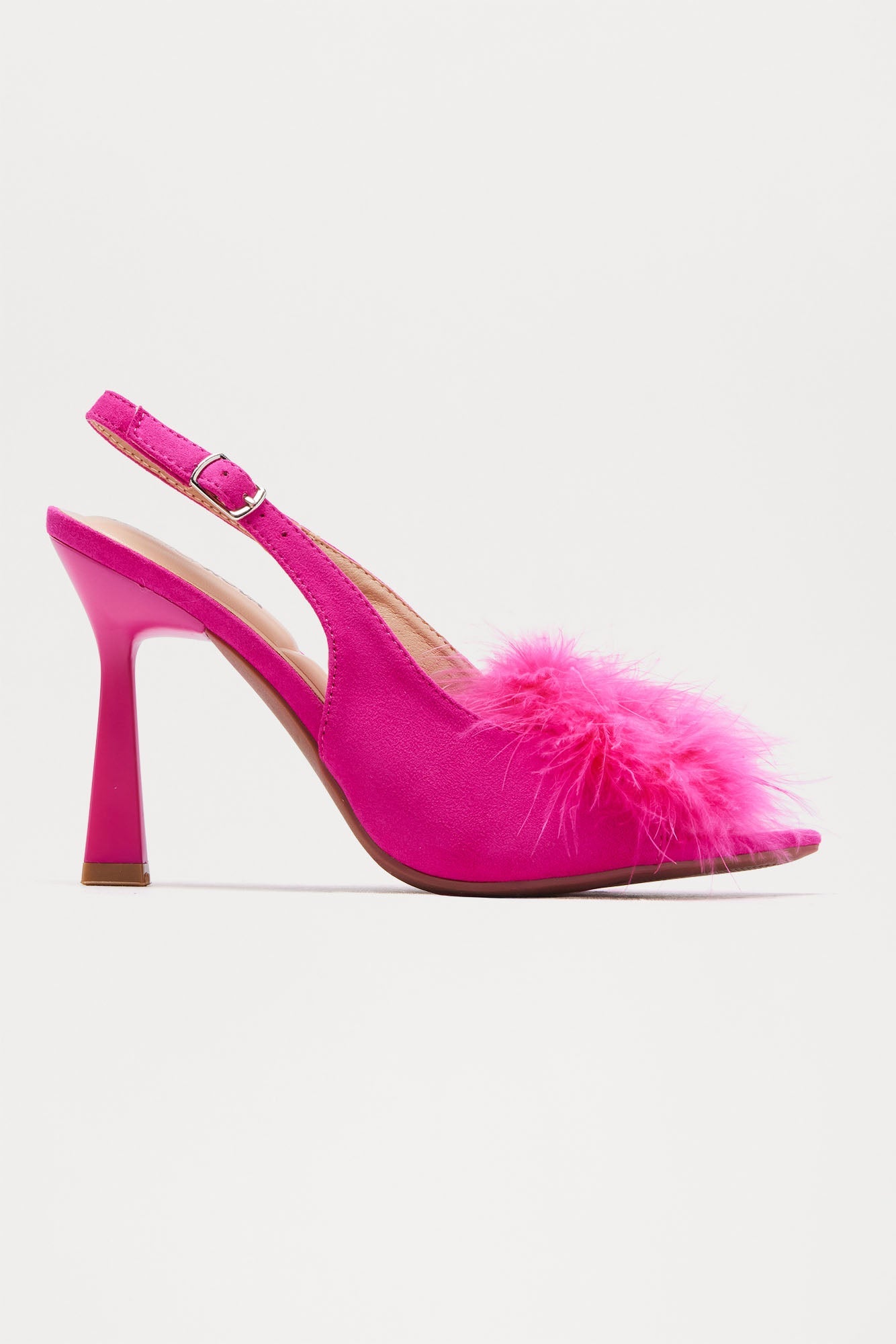 Isha Faux Fur Slingback Pumps - Pink