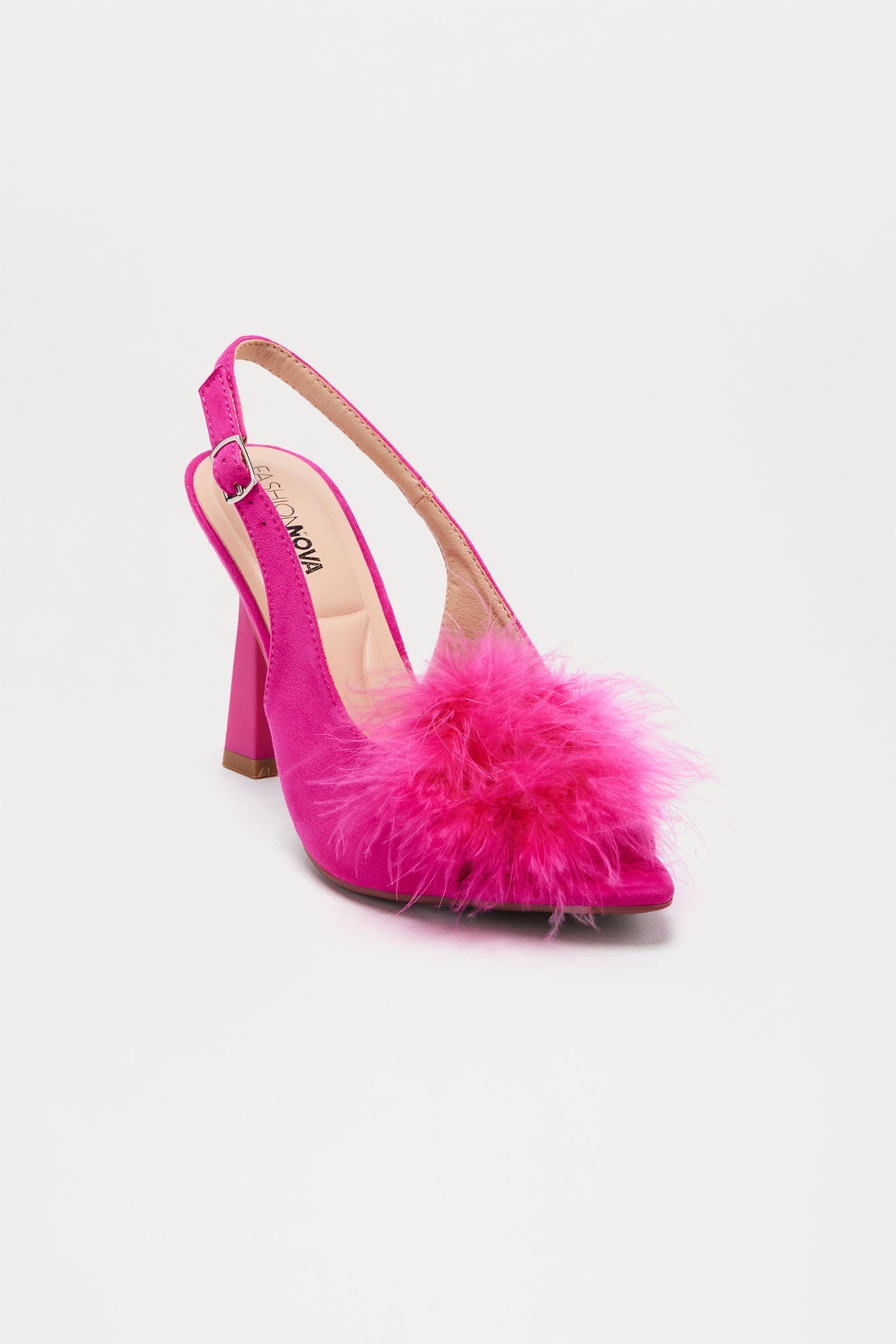 Isha Faux Fur Slingback Pumps - Pink
