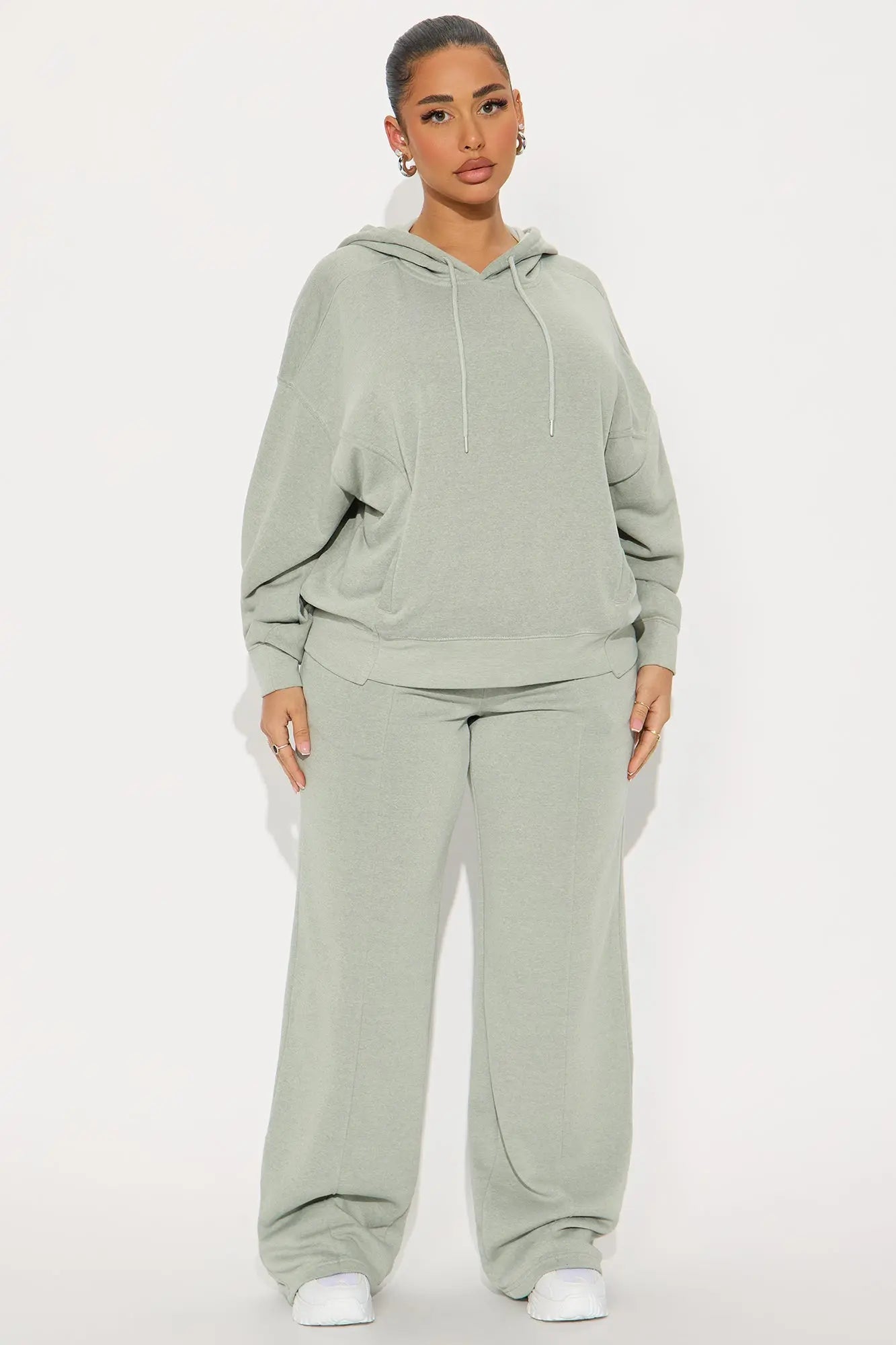 Everyday Ease Washed Fleece Pant Set - Sage 