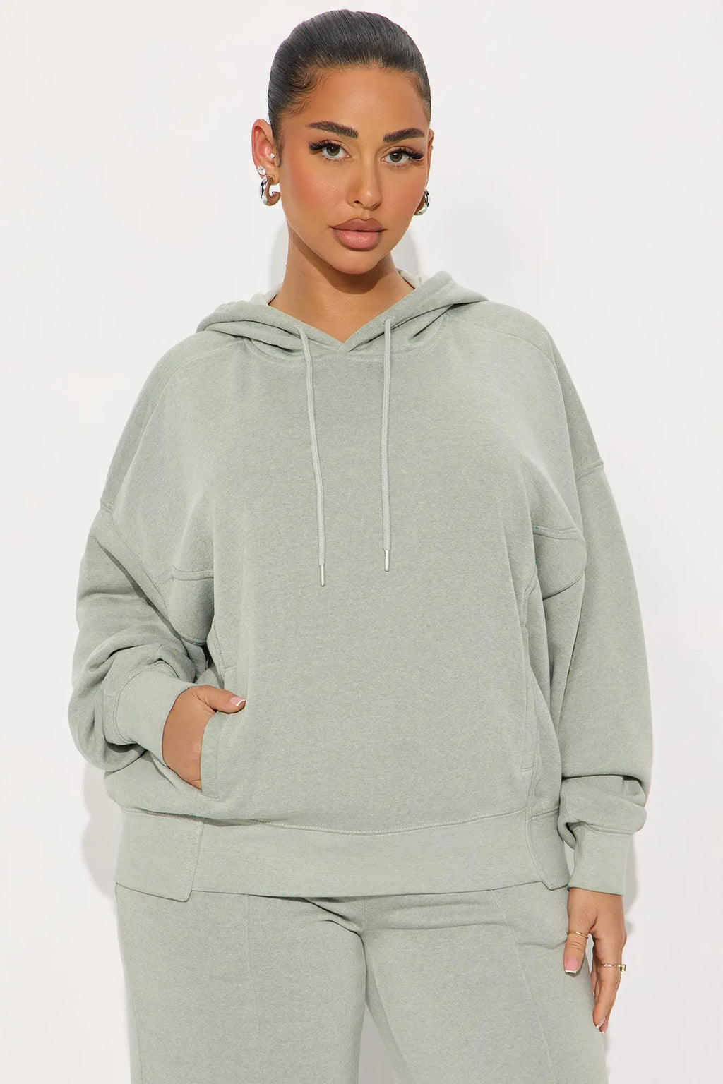Everyday Ease Washed Fleece Pant Set - Sage 