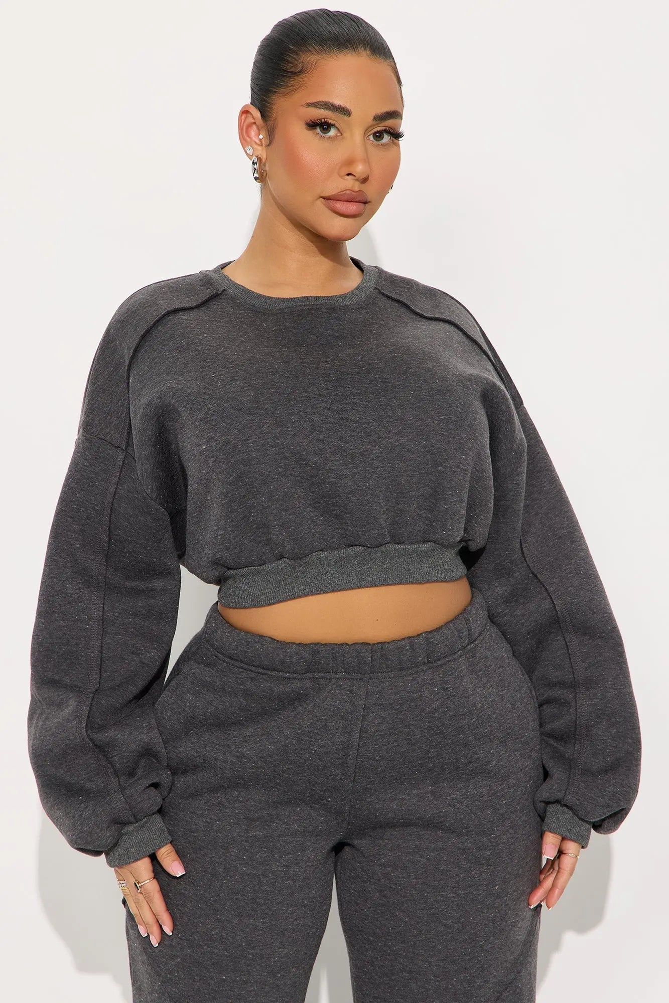 Unwind Time Fleece Pant Set - Charcoal 