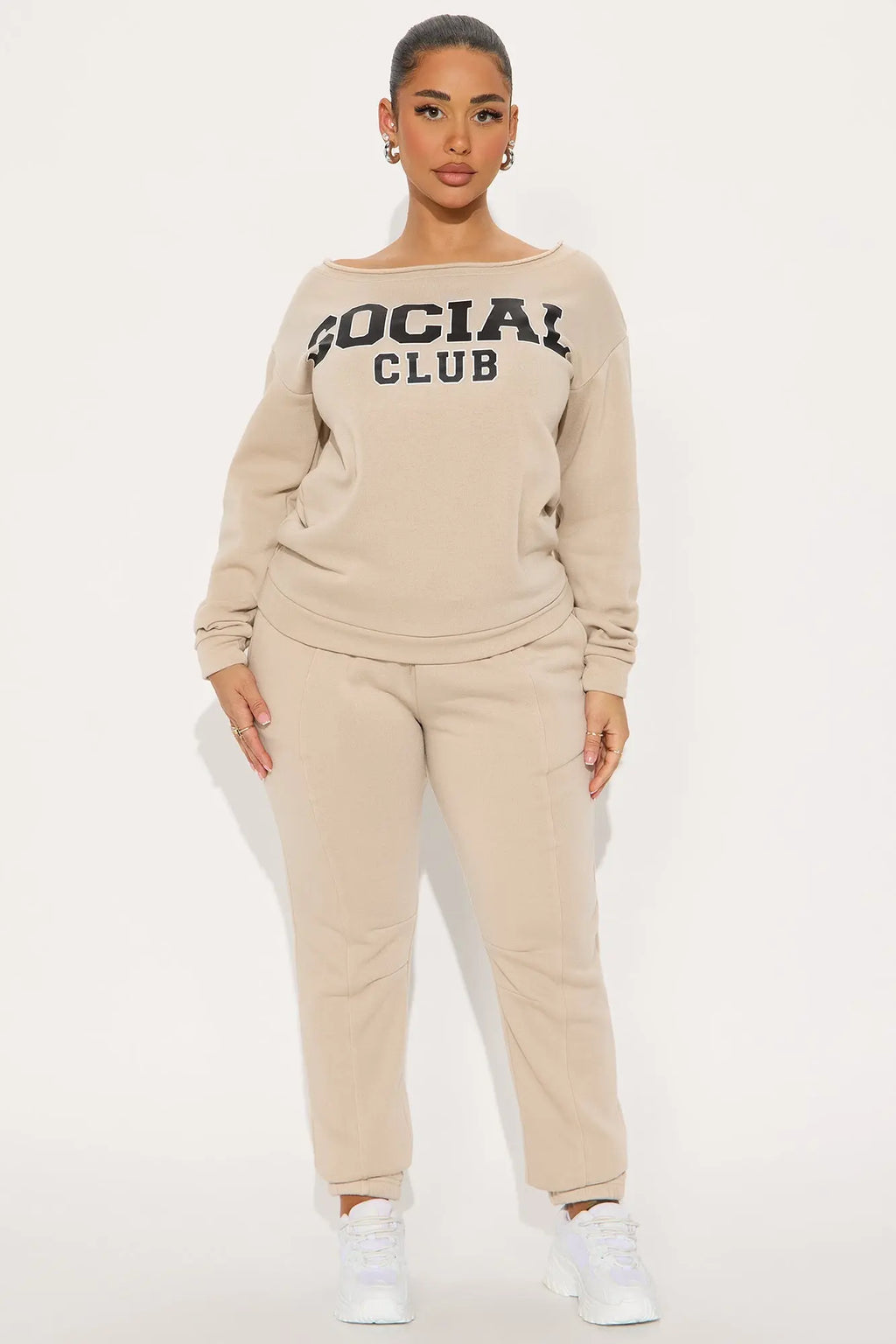 Social Club Fleece Jogger Set - Stone 