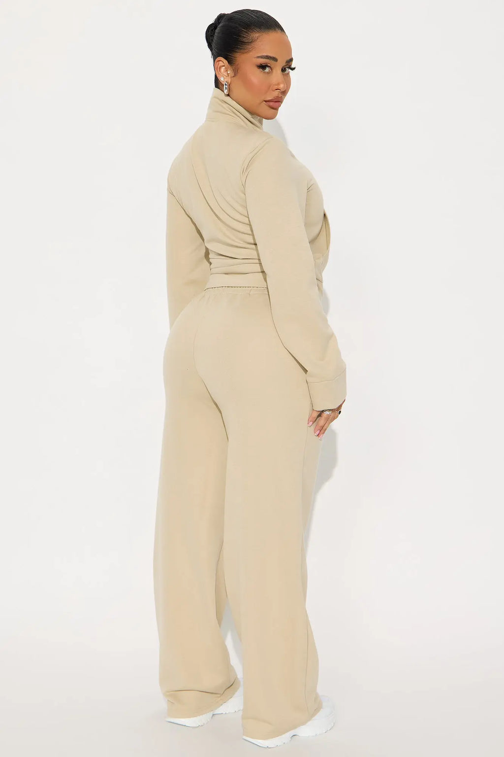 Blake Zip Up Fleece Pant Set - Stone 