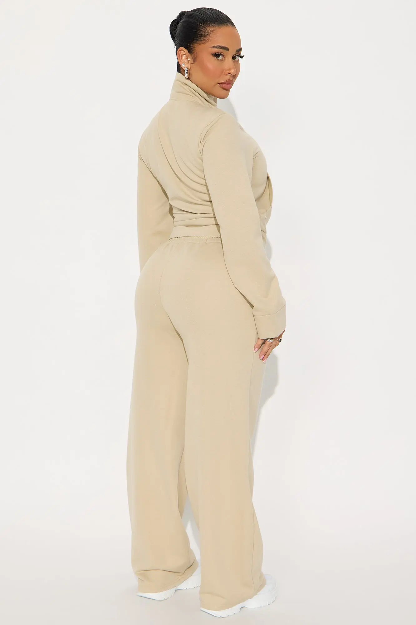 Blake Zip Up Fleece Pant Set - Stone 
