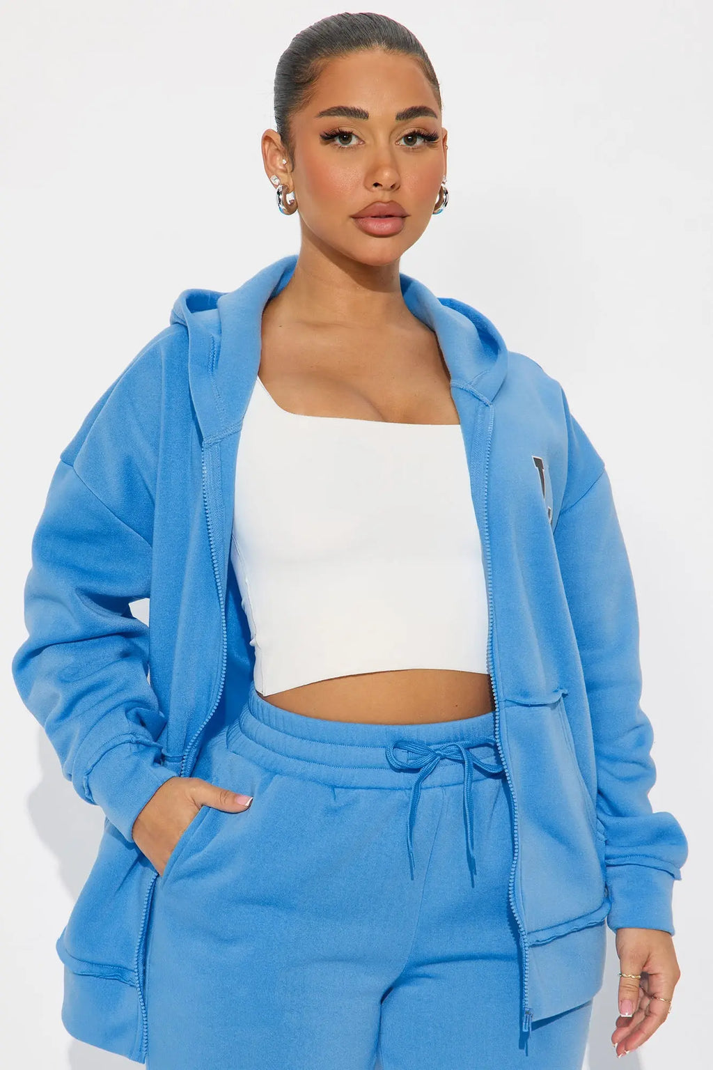 LA Oversized Fleece Pant Set - Blue 