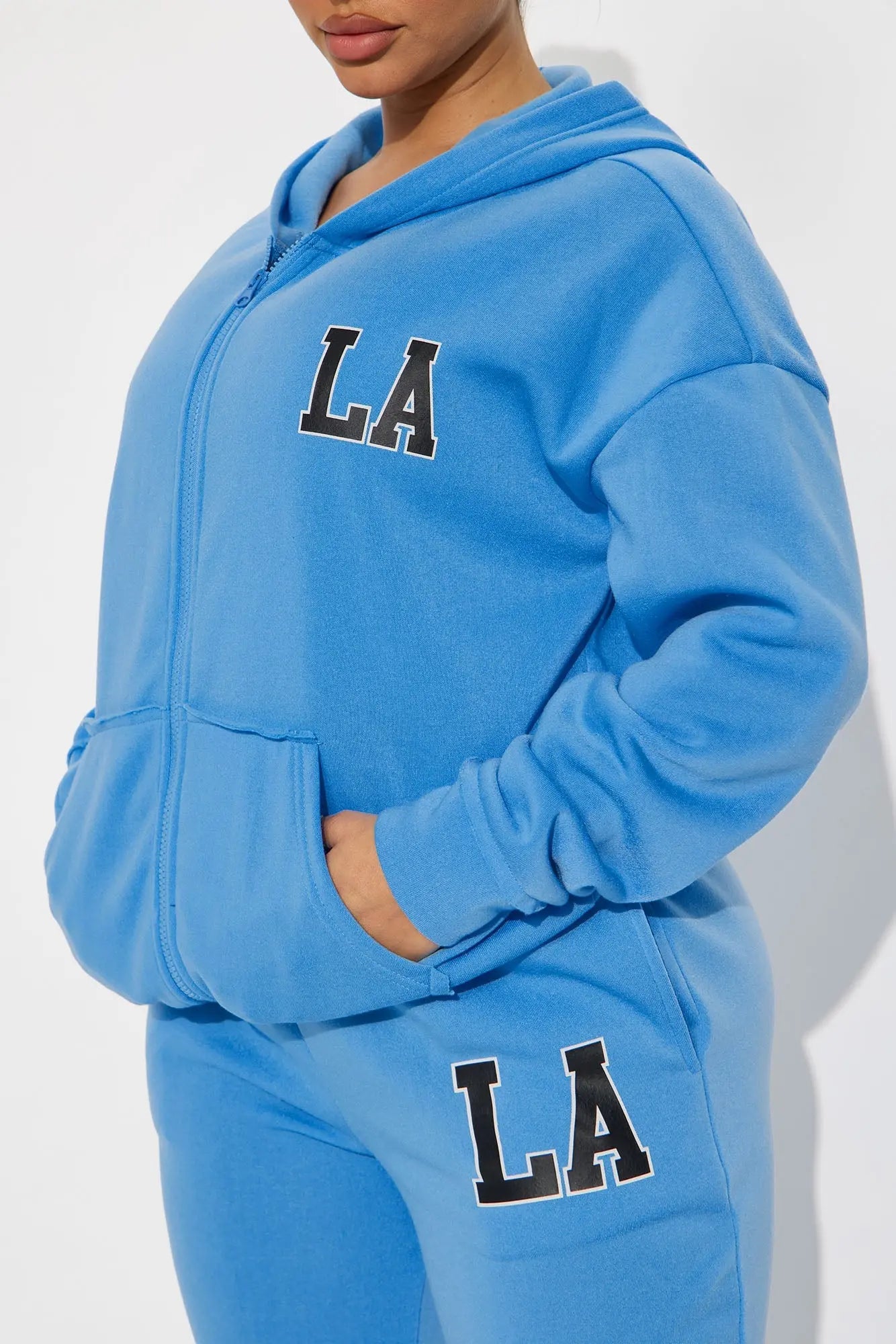 LA Oversized Fleece Pant Set - Blue 