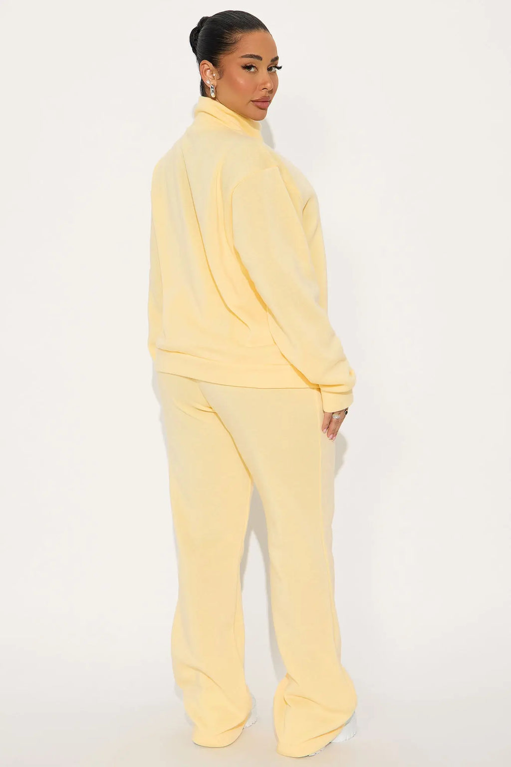 Demi Zip Up Fleece Pant Set - Butter Yellow 