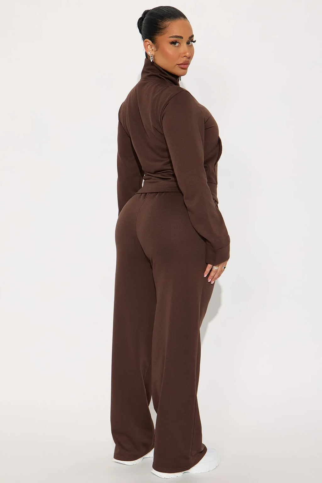 Blake Zip Up Fleece Pant Set - Chocolate 