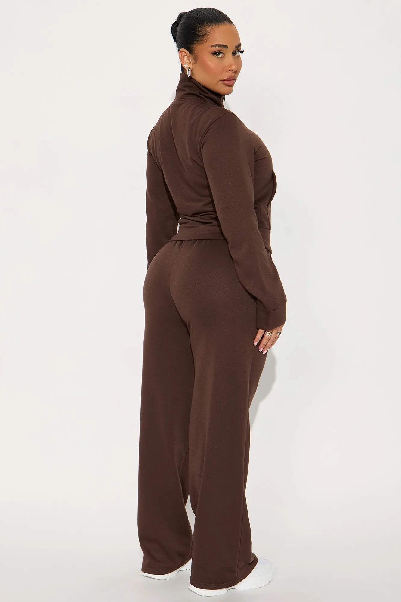 Blake Zip Up Fleece Pant Set - Chocolate 