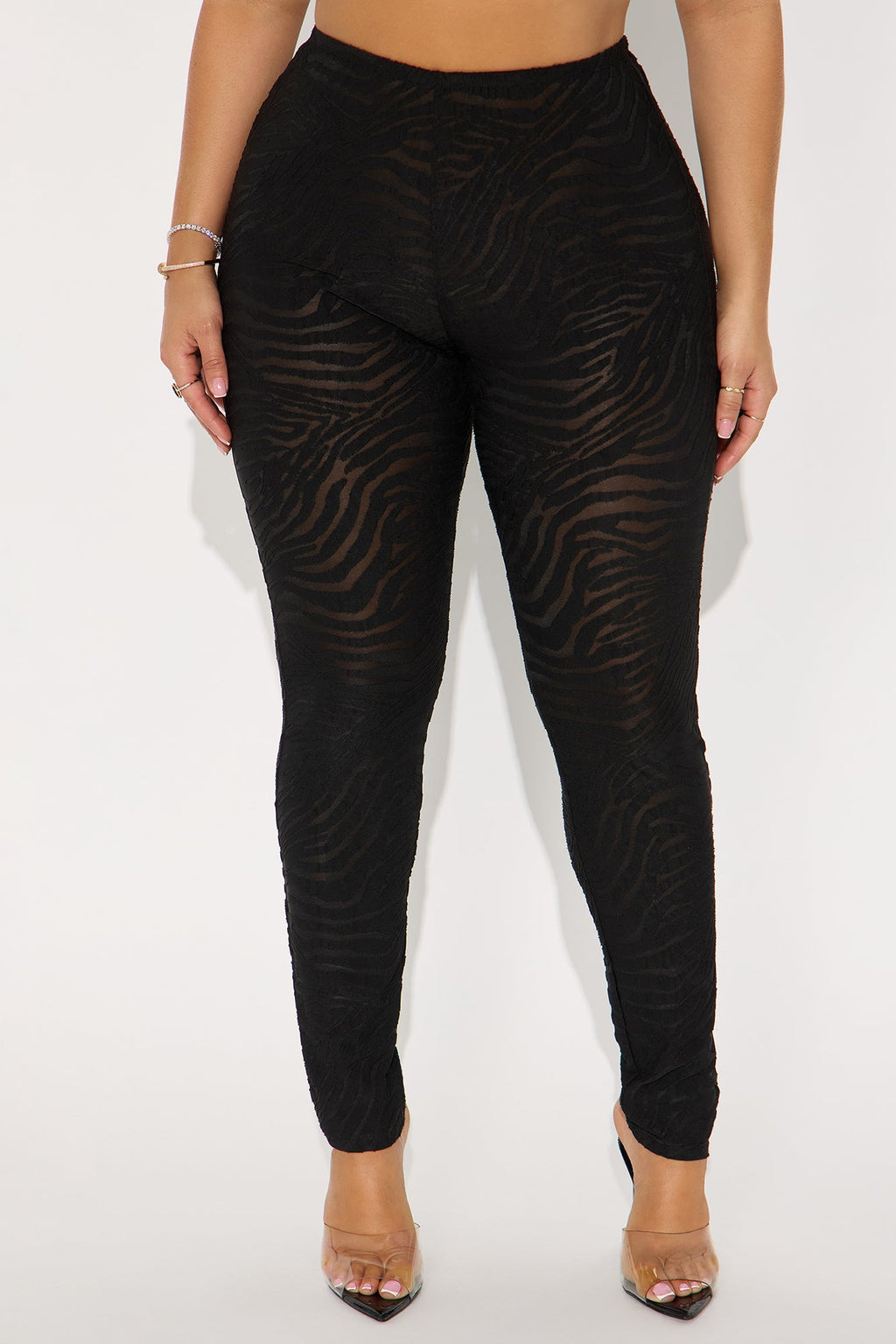 Eden Flocked Mesh Zebra Legging - Black