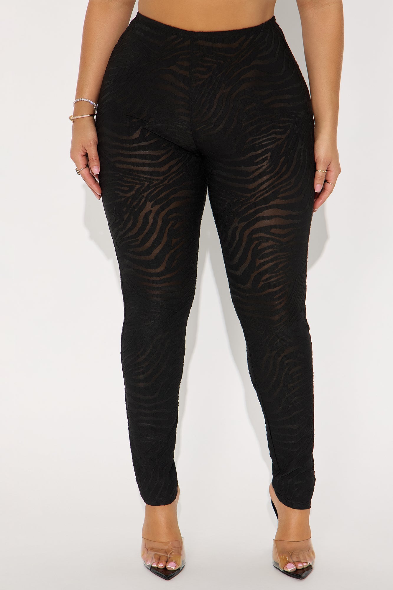 Eden Flocked Mesh Zebra Legging - Black