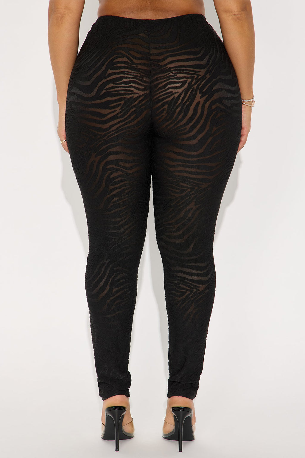 Eden Flocked Mesh Zebra Legging - Black