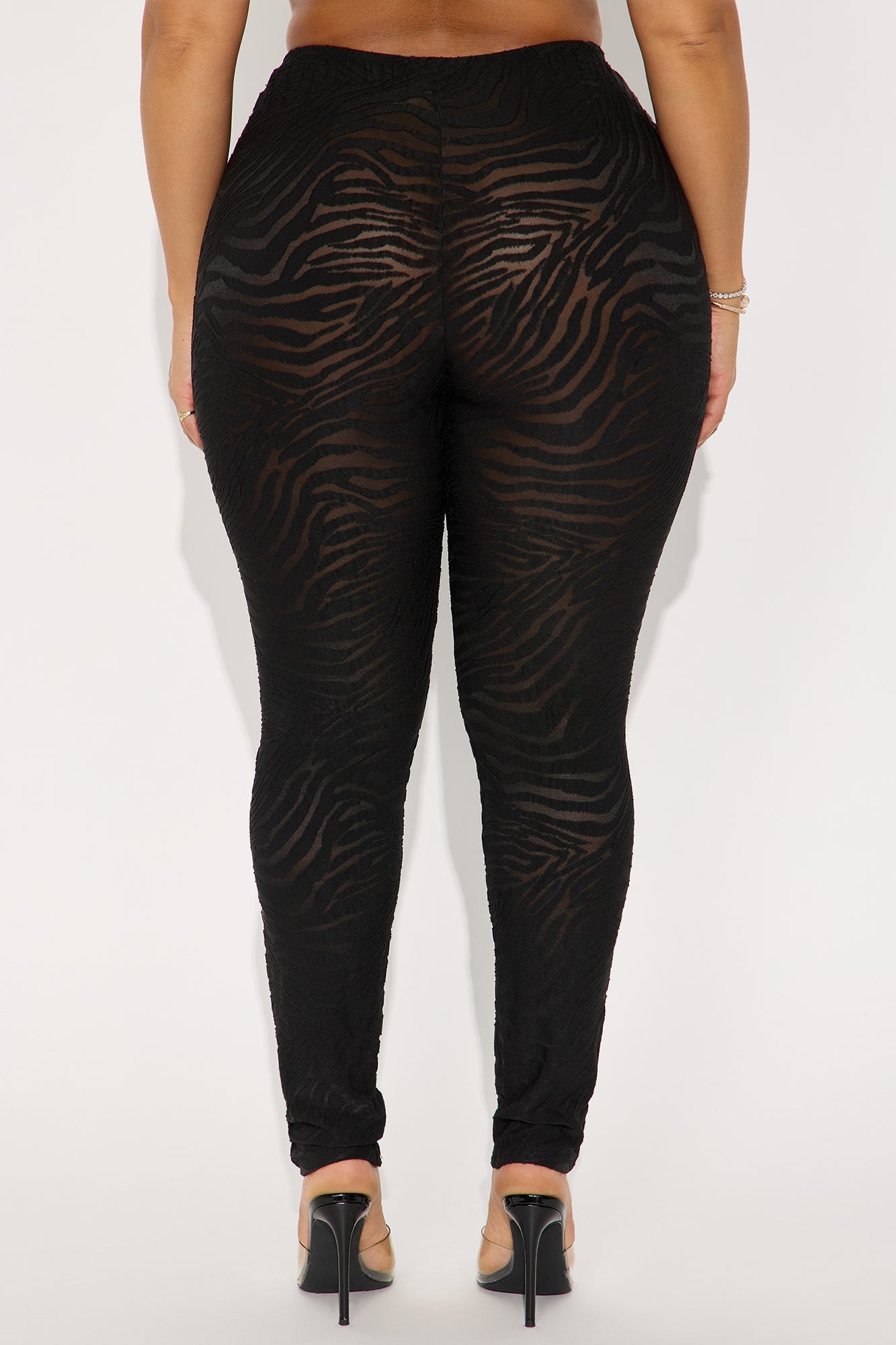 Eden Flocked Mesh Zebra Legging - Black