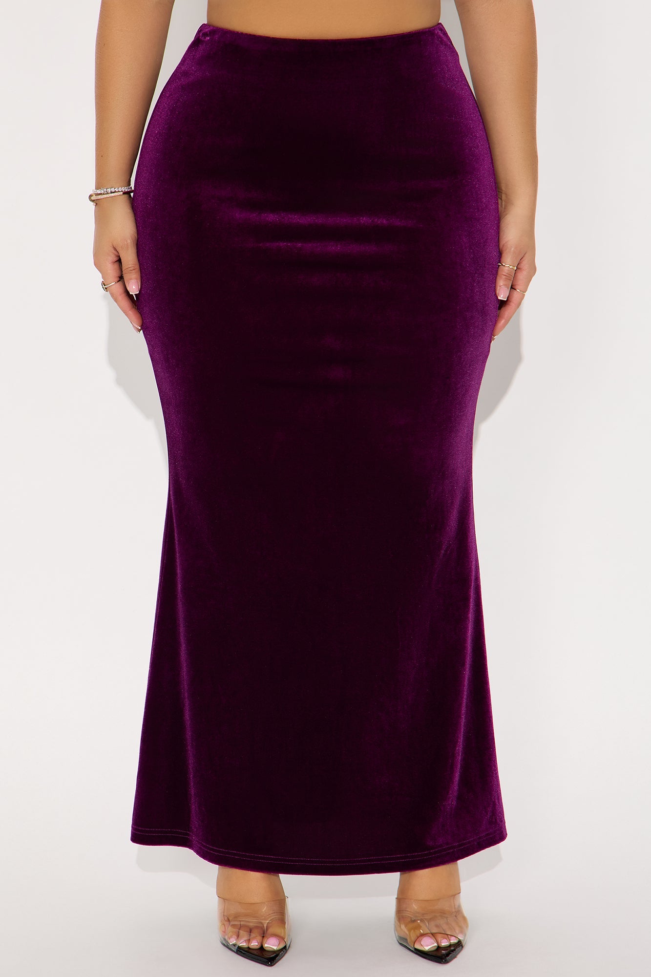 Ramona Velvet Mermaid Maxi Skirt - Eggplant 