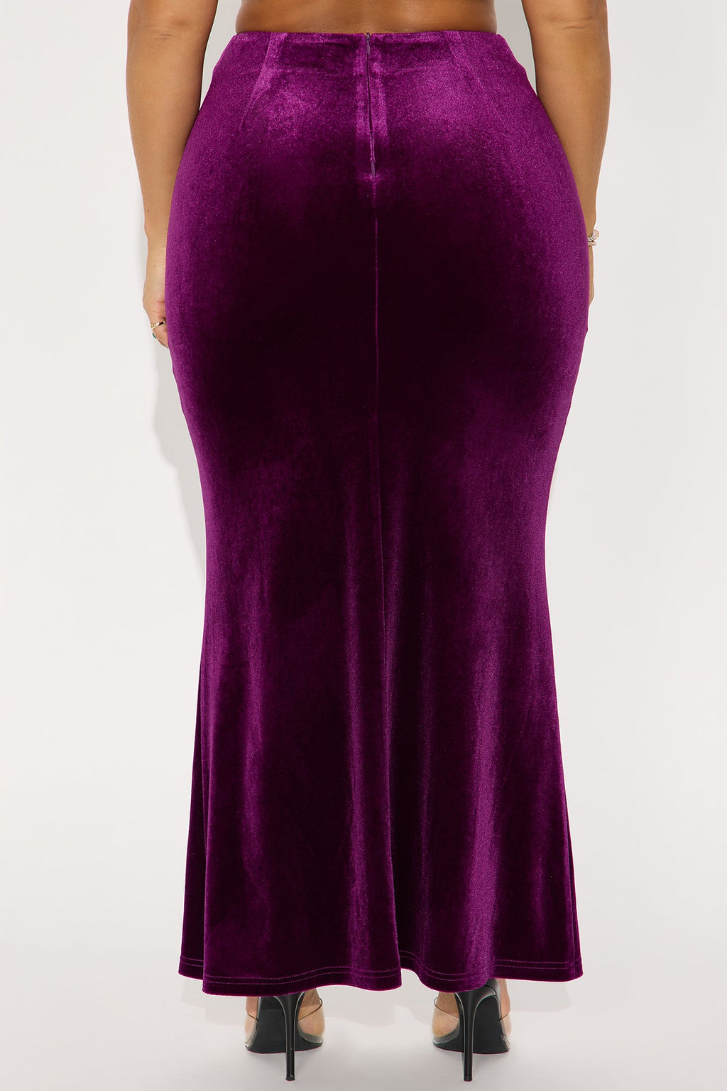 Ramona Velvet Mermaid Maxi Skirt - Eggplant 