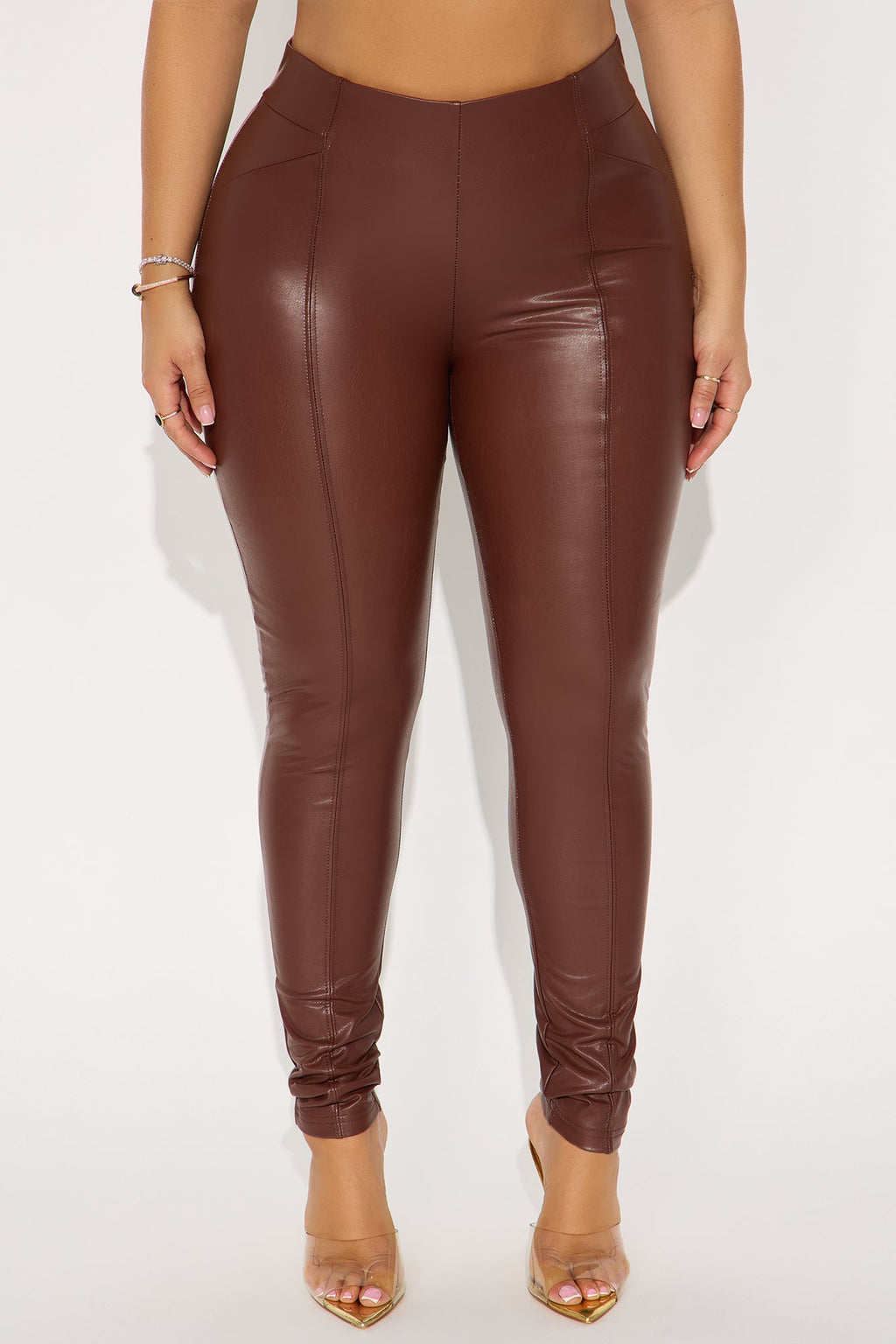 All Eyes On You Faux Leather Leggings - Chocolate 