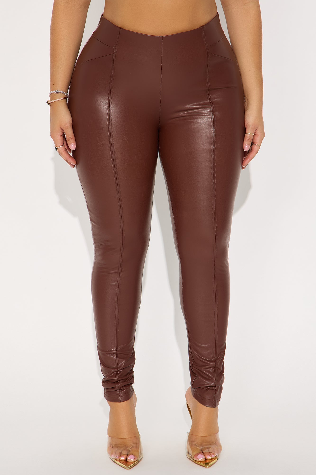 All Eyes On You Faux Leather Leggings - Chocolate 
