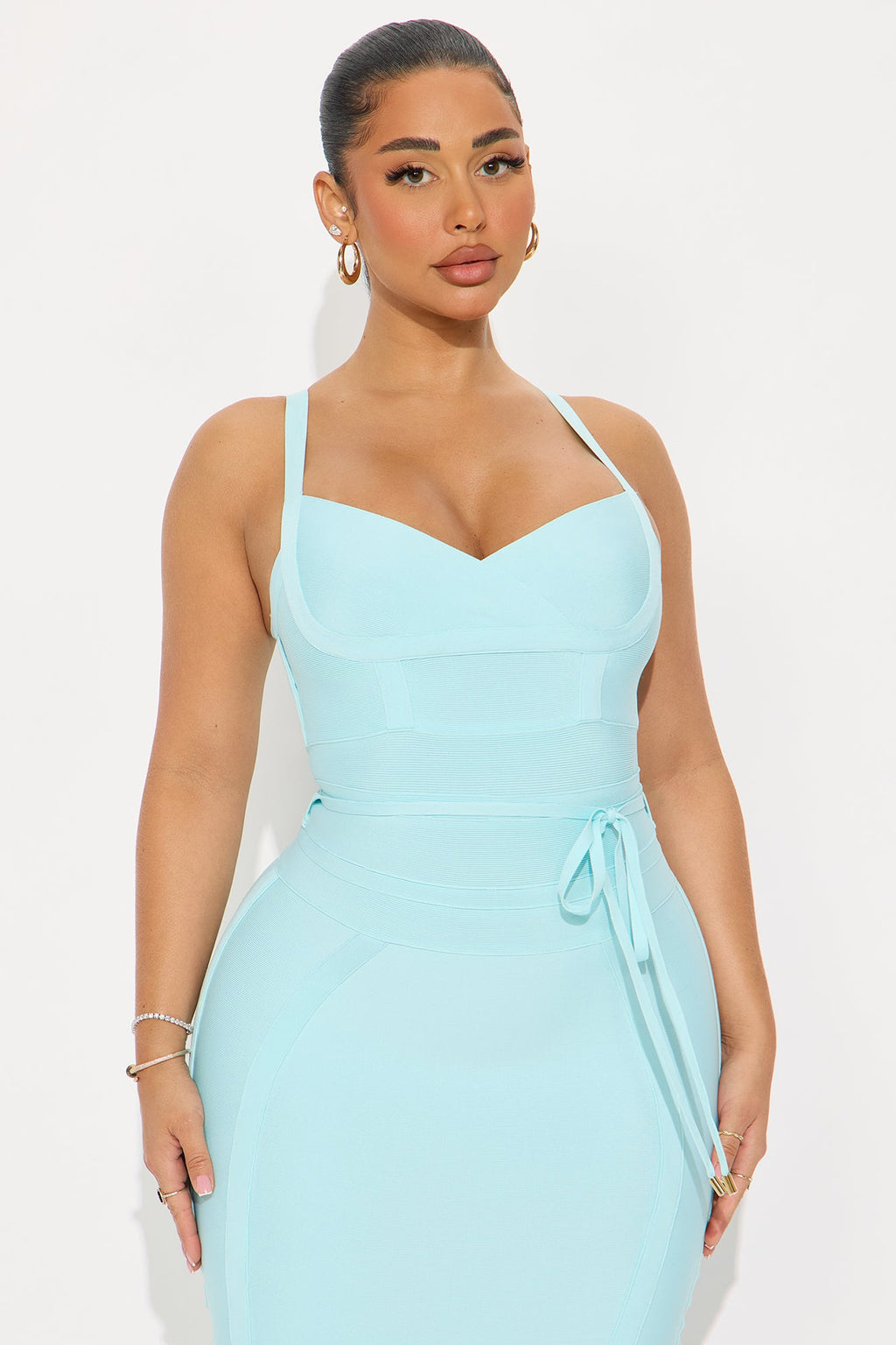 Bethany Sleeveless Bandage Midi Dress - Light Blue