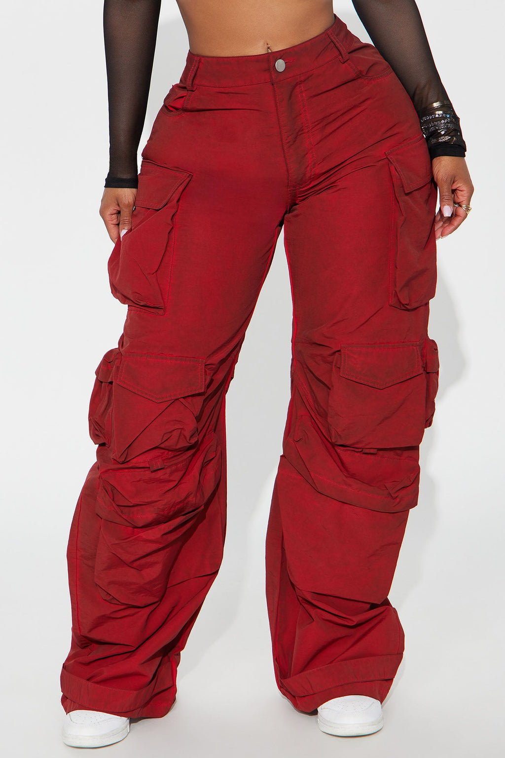 Talk It Up Oversized Cargo Pant - Red