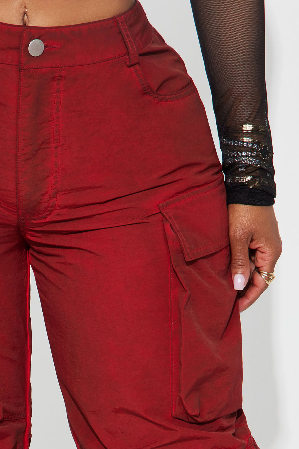 Talk It Up Oversized Cargo Pant - Red