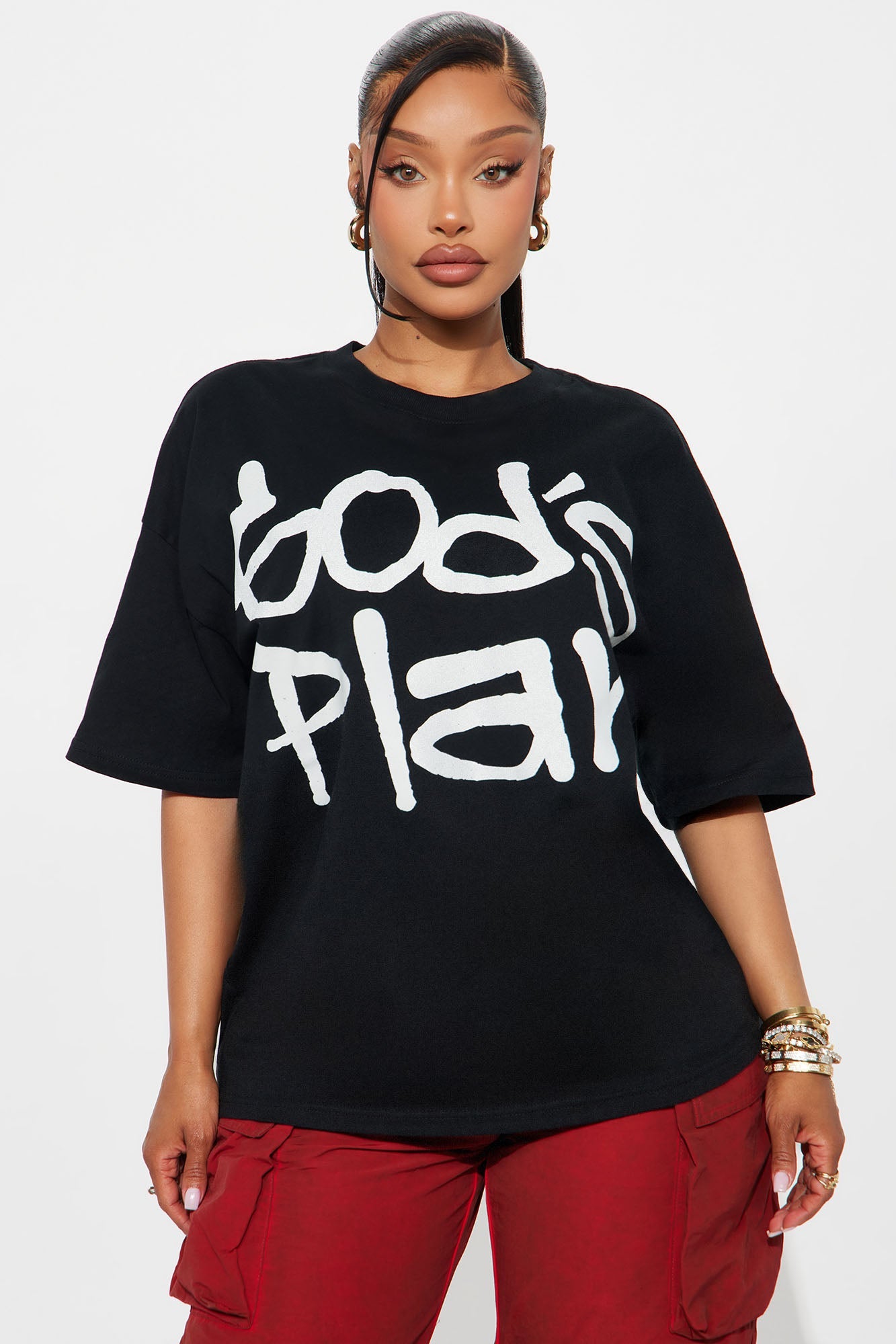 God's Plan Oversize Tee - Black/White