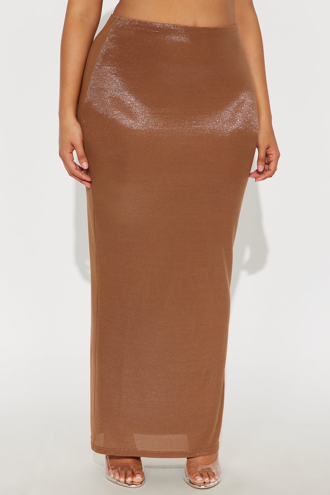 Star Of The Night Shimmer Maxi Skirt - Tan