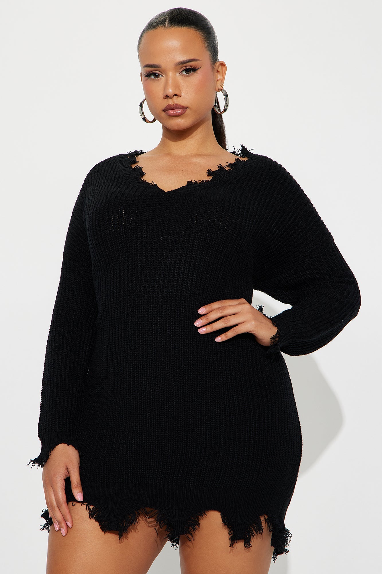 Tall Sarabeth Sweater Mini Dress - Black