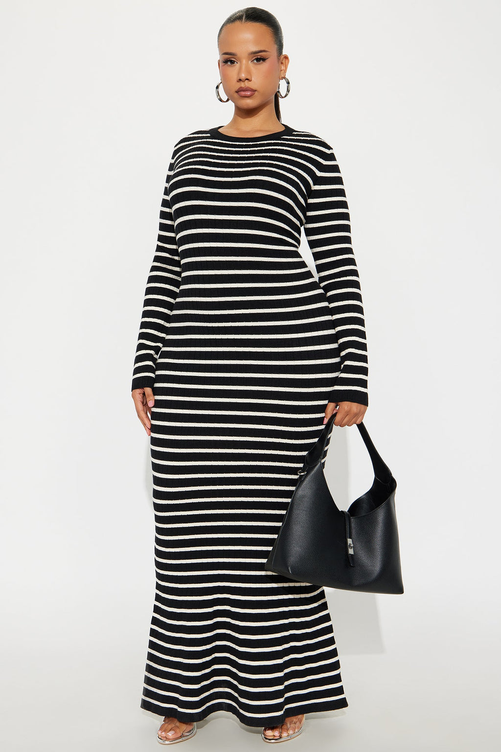 Still A 10 Sweater Maxi Dress - Black/White