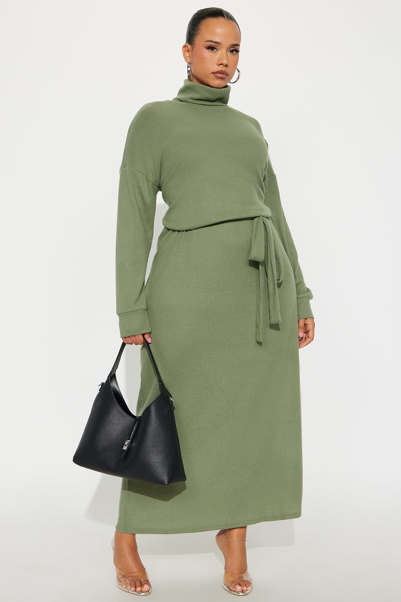 Sweet Sab Sweater Maxi Dress - Dark Olive