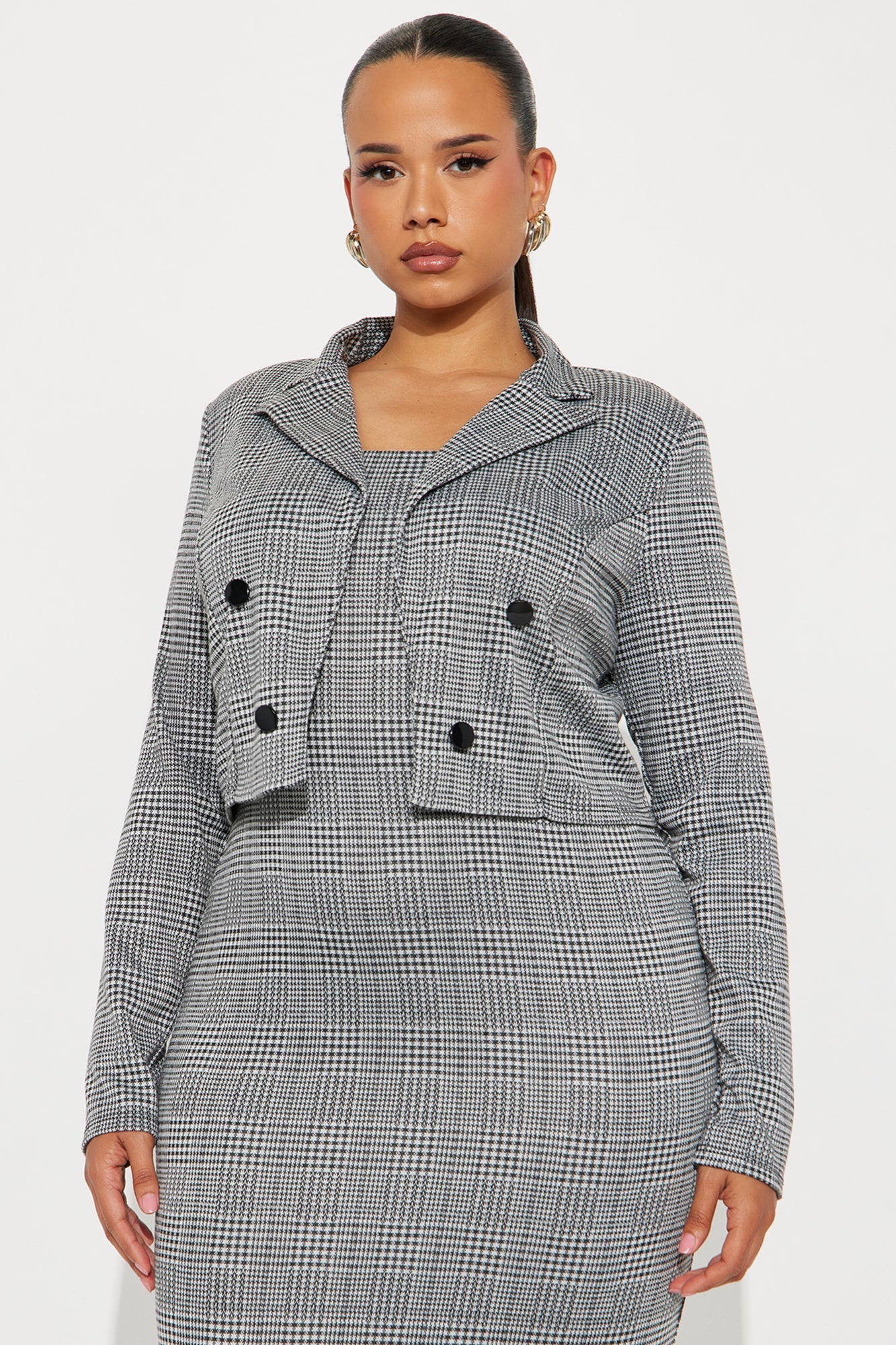 Slay Ready Jacket Midi Dress Set - Black/combo