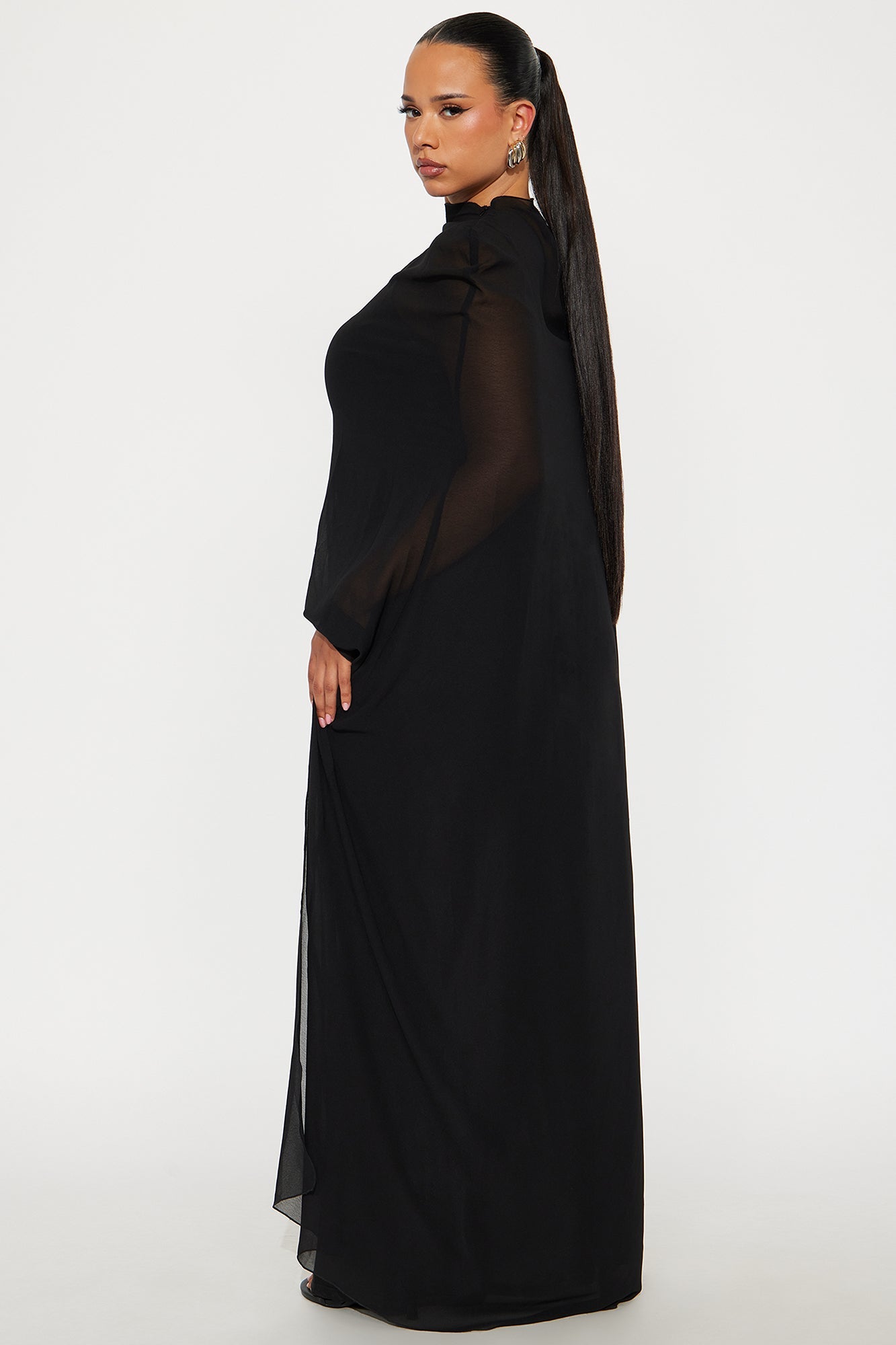 Silk Secrets Draped Satin Maxi Dress - Black
