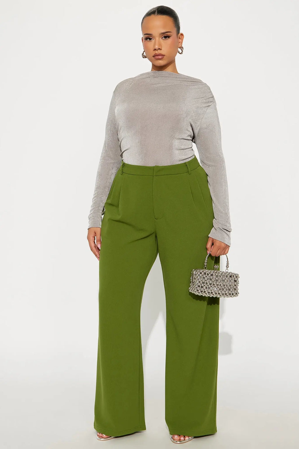 Elma Wide Leg Trouser - Green 