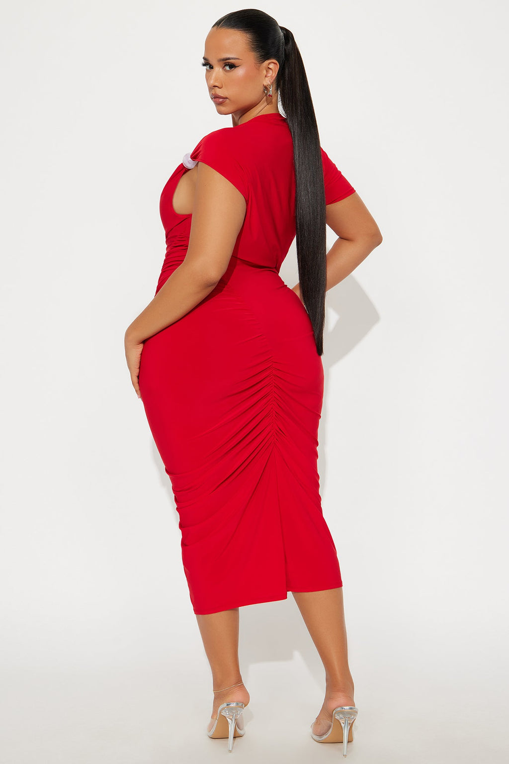 Fancy Girl Midi Dress - Red