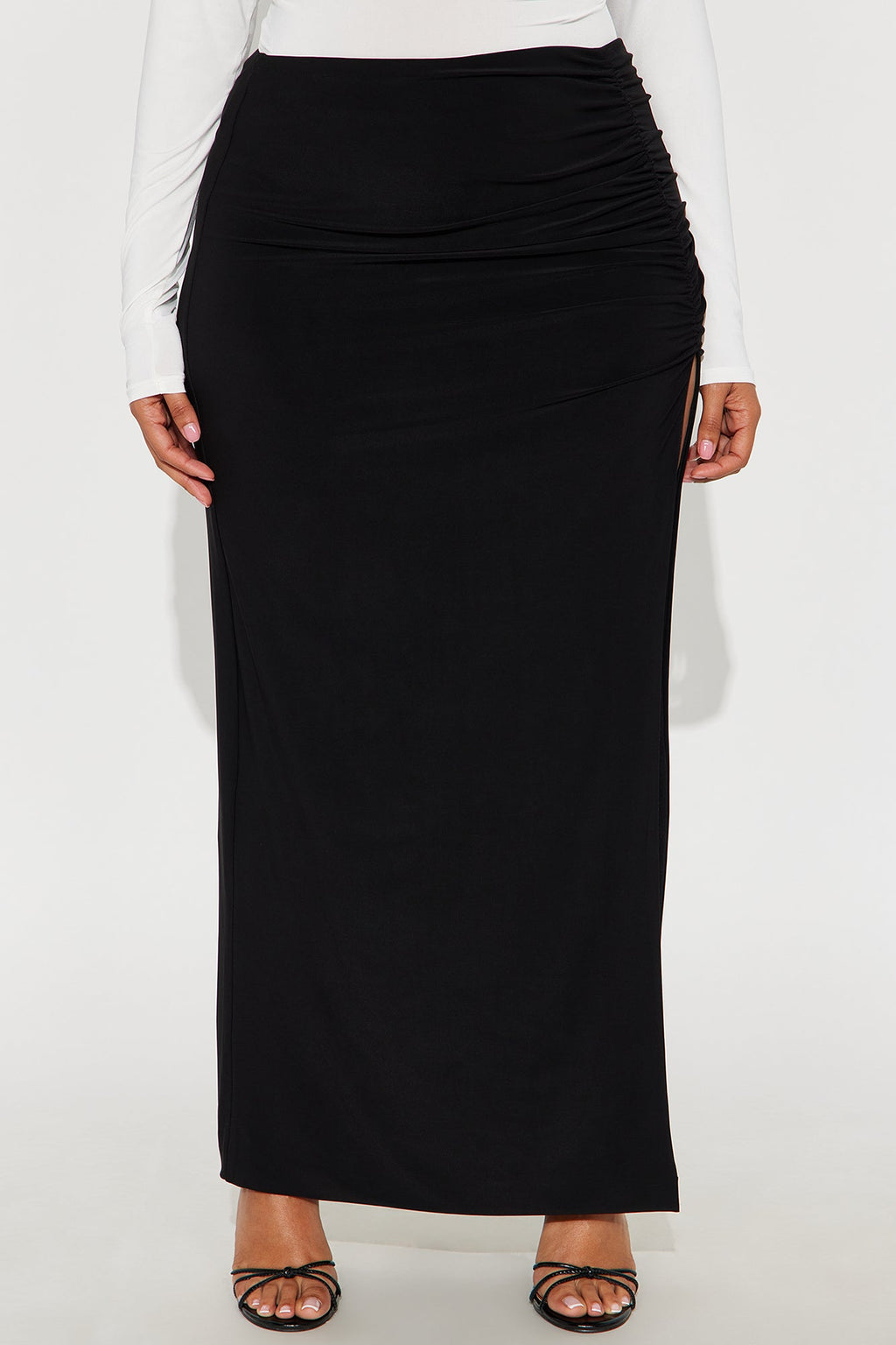 Hard To Handle High Slit Maxi Skirt - Black 